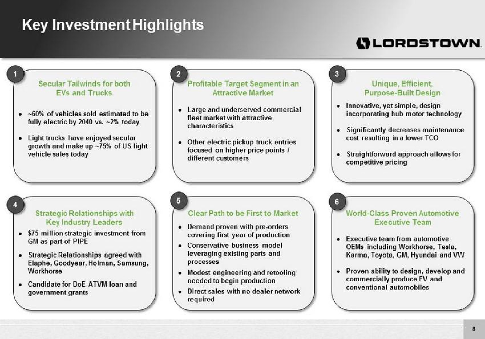 key investment highlights | Lordstown Motors