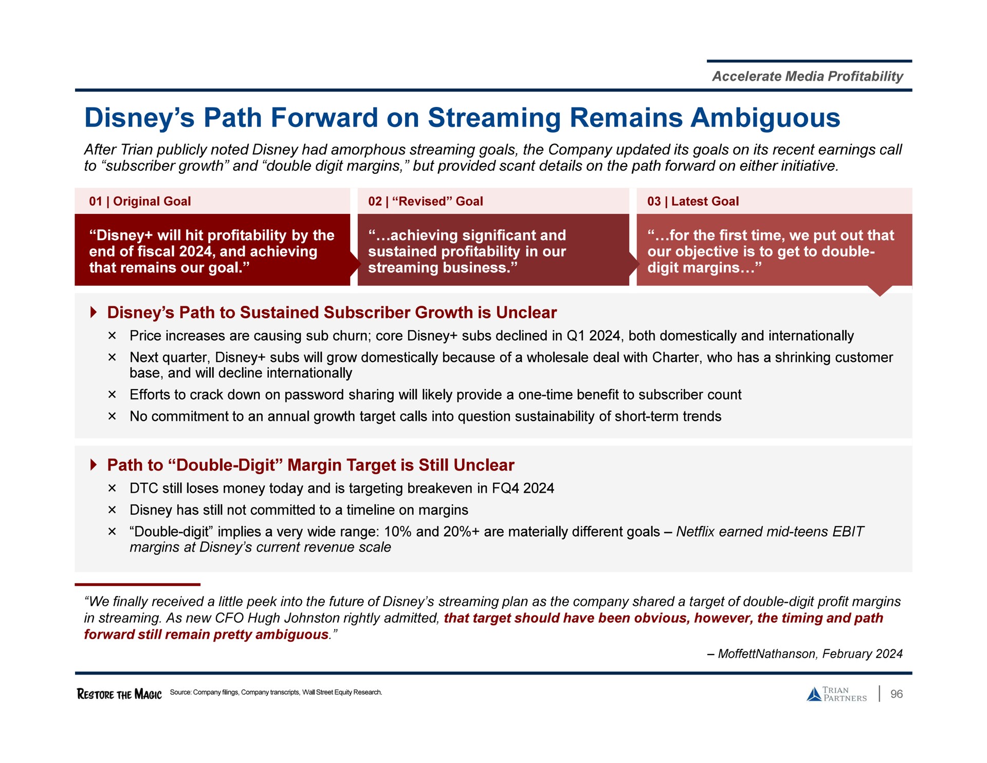 path forward on streaming remains ambiguous | Trian Partners