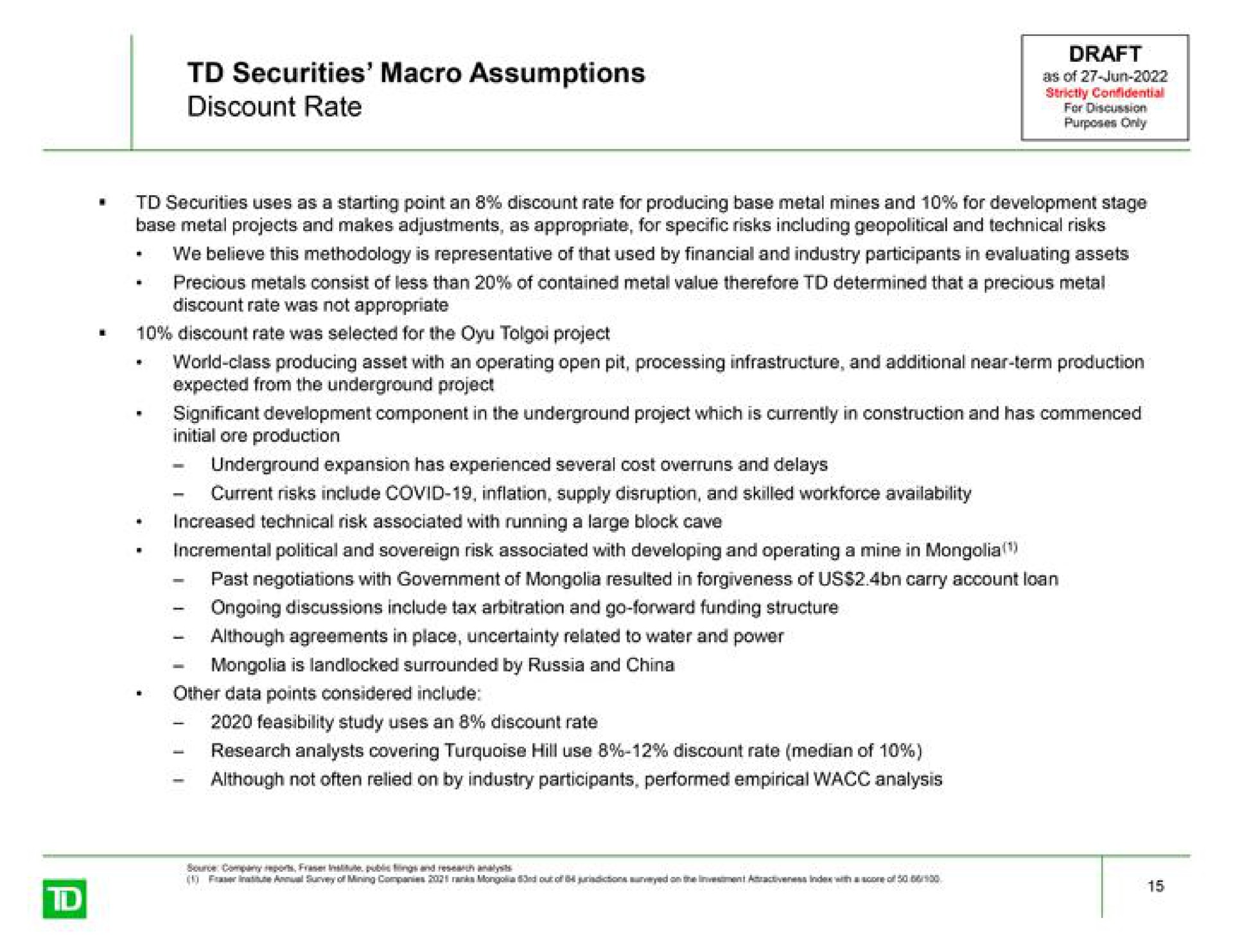securities macro assumptions discount rate | TD Securities