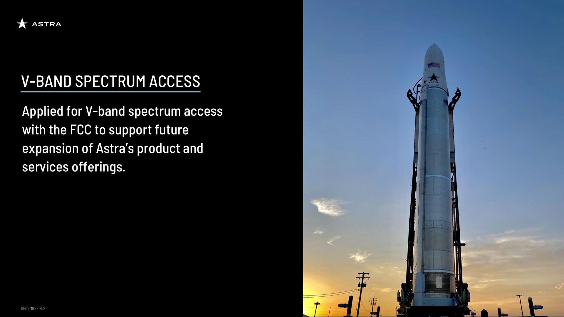 band spectrum access applied for band spectrum access with the to support future expansion of product and services offerings | Astra