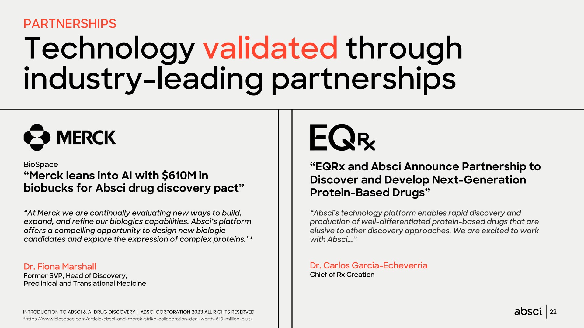 partnerships technology validated through industry leading partnerships | Absci