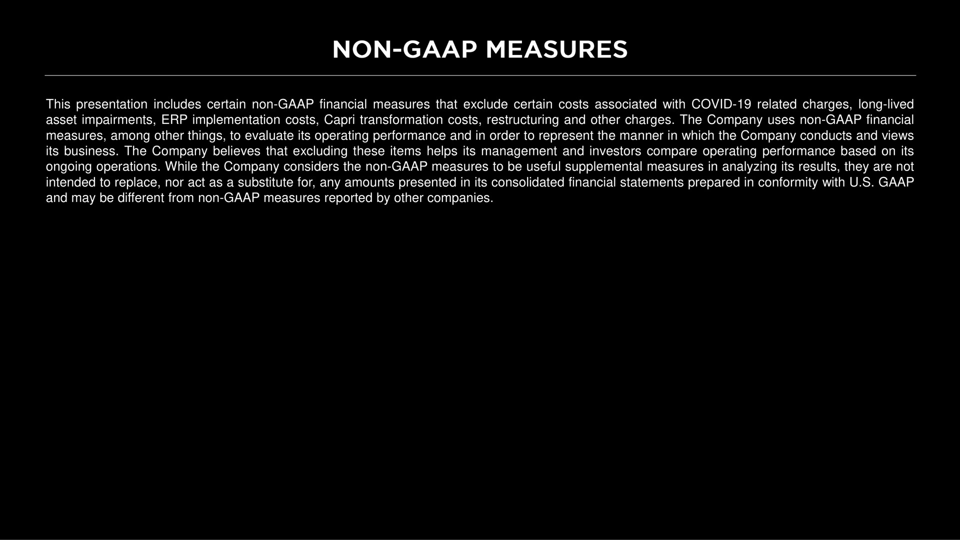 non measures | Capri Holdings