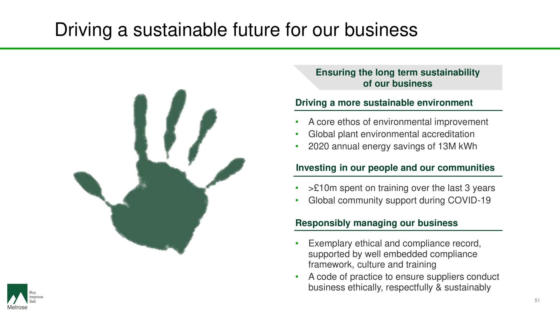 driving a sustainable future for our business | Melrose