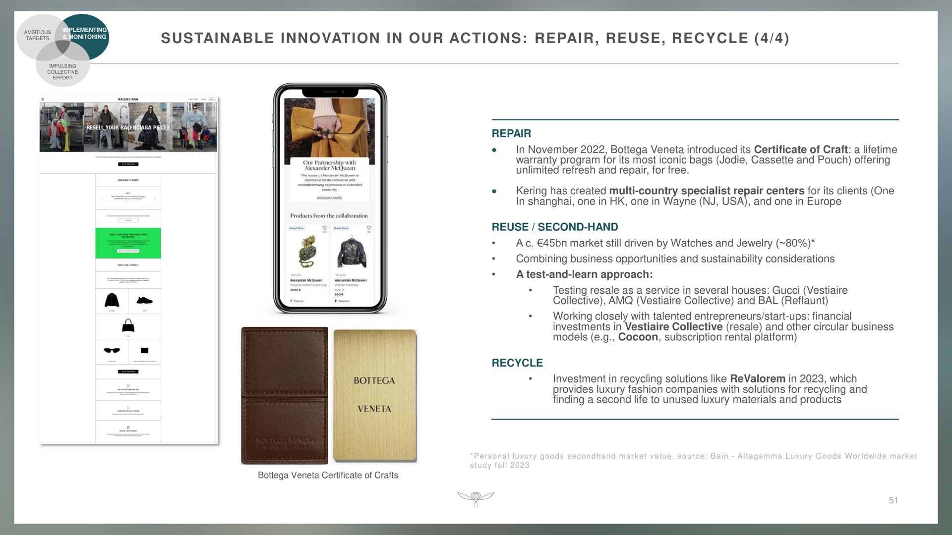 sustainable innovation in our actions repair reuse recycle | Kering