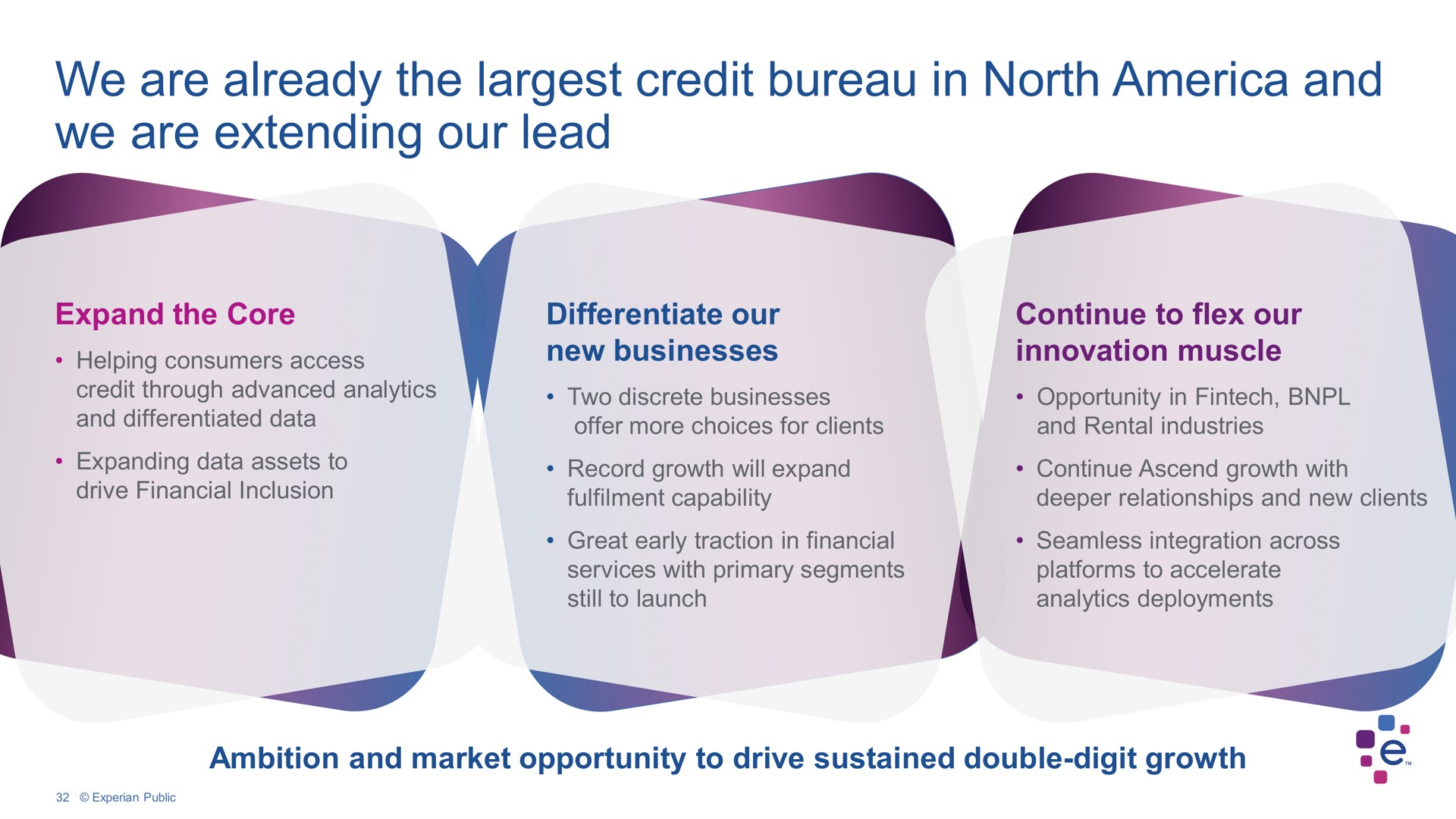 we are already the credit bureau in north and we are extending our lead a | Experian