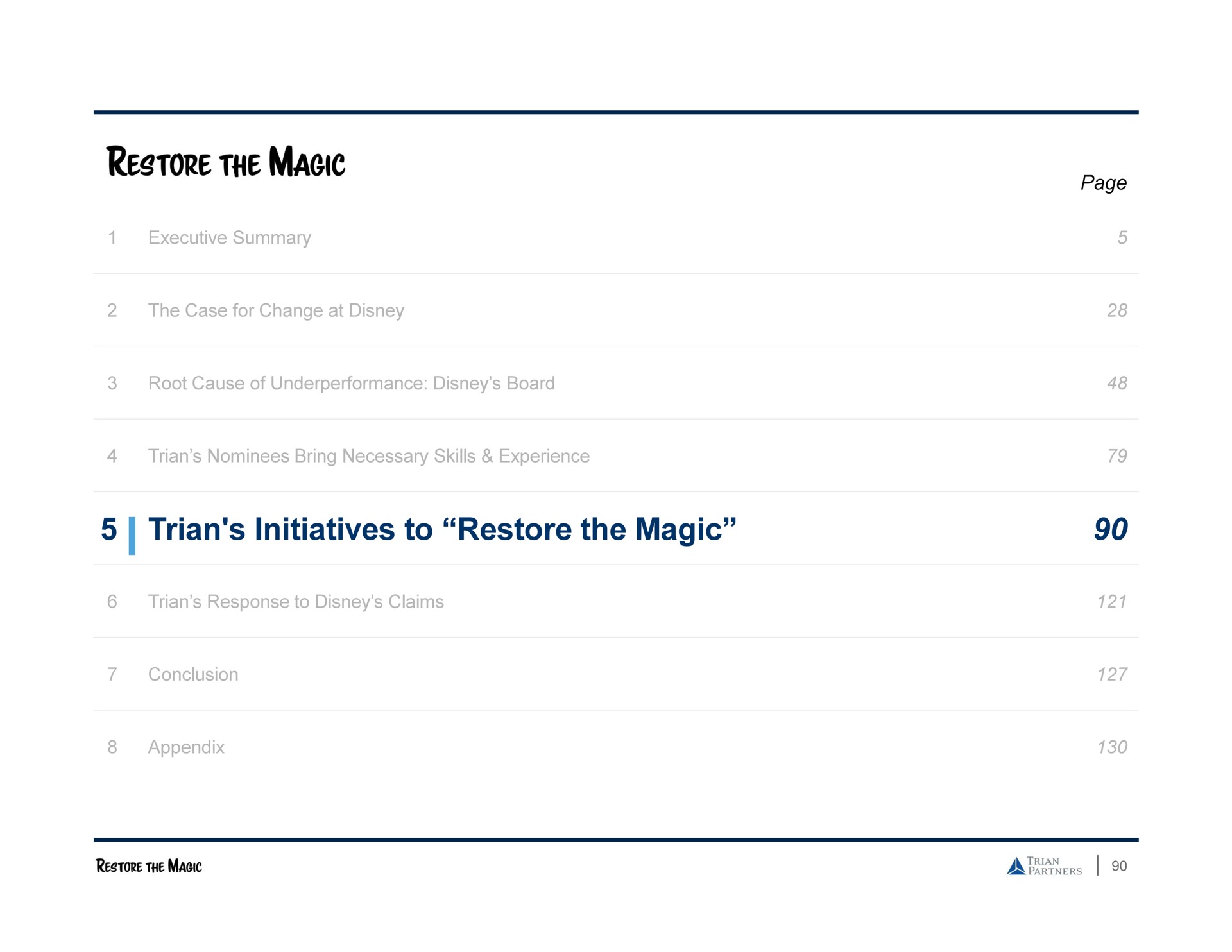 the initiatives to restore the magic | Trian Partners