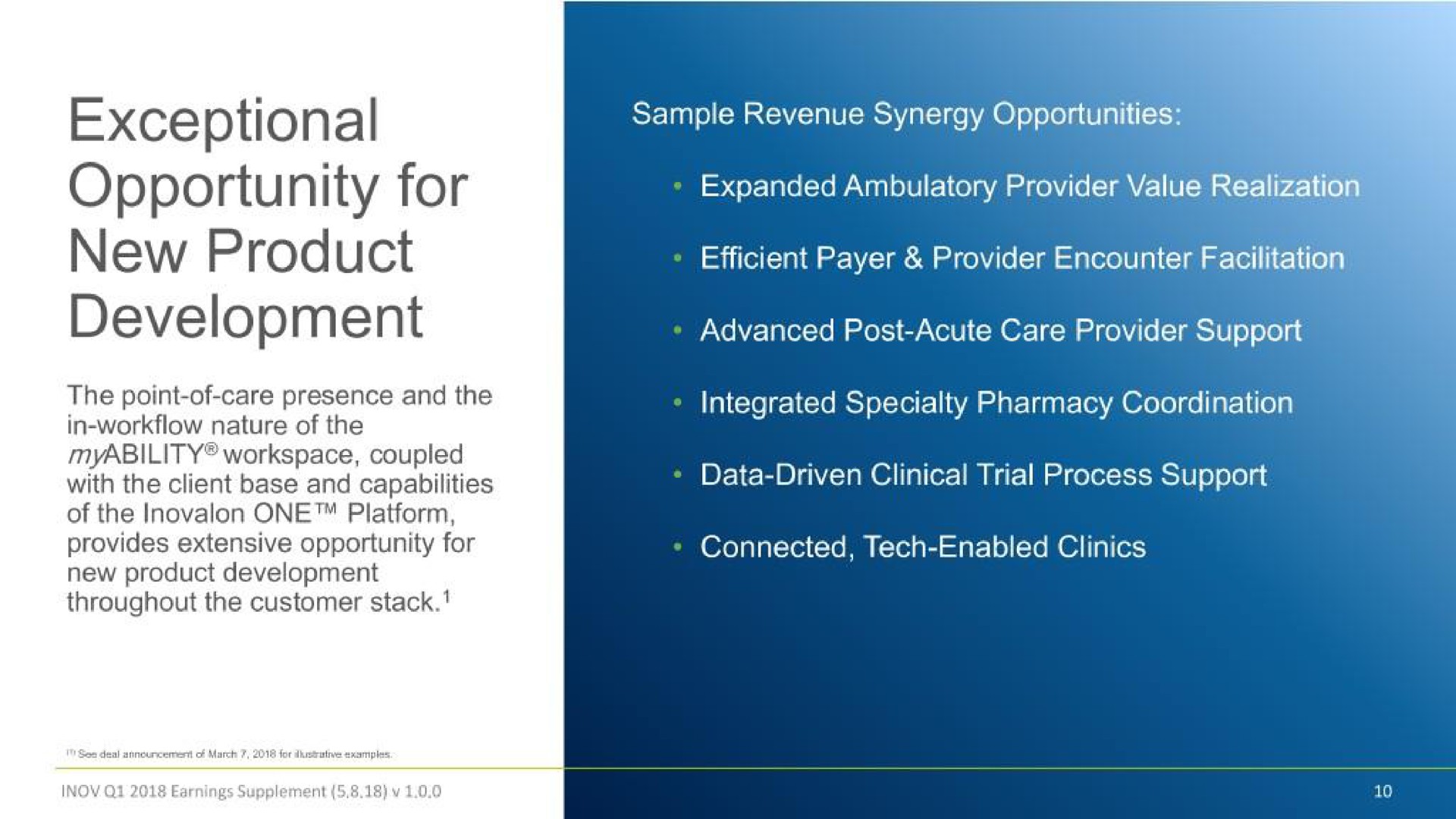 exceptional opportunity for new product development expanded ambulatory provider value realization | Inovalon