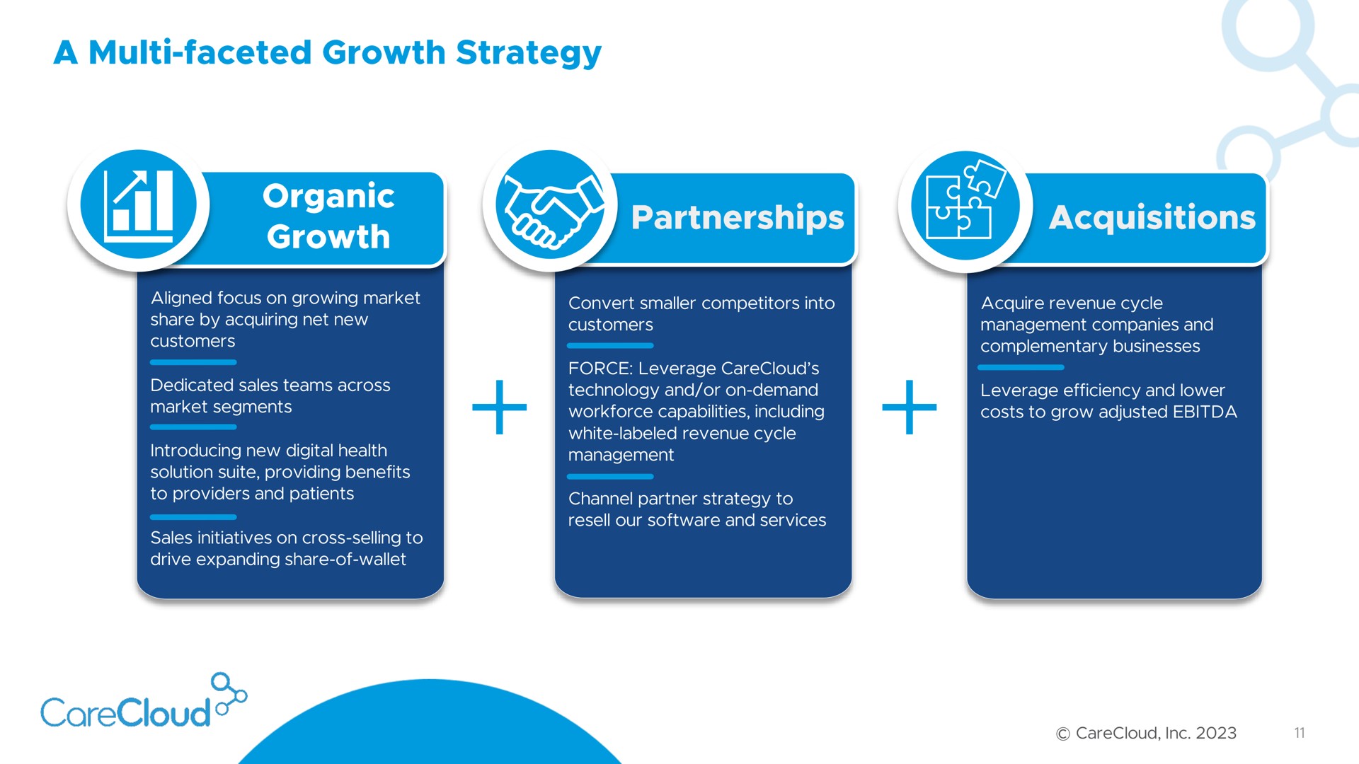 a faceted growth strategy organic growth acquisitions | CareCloud