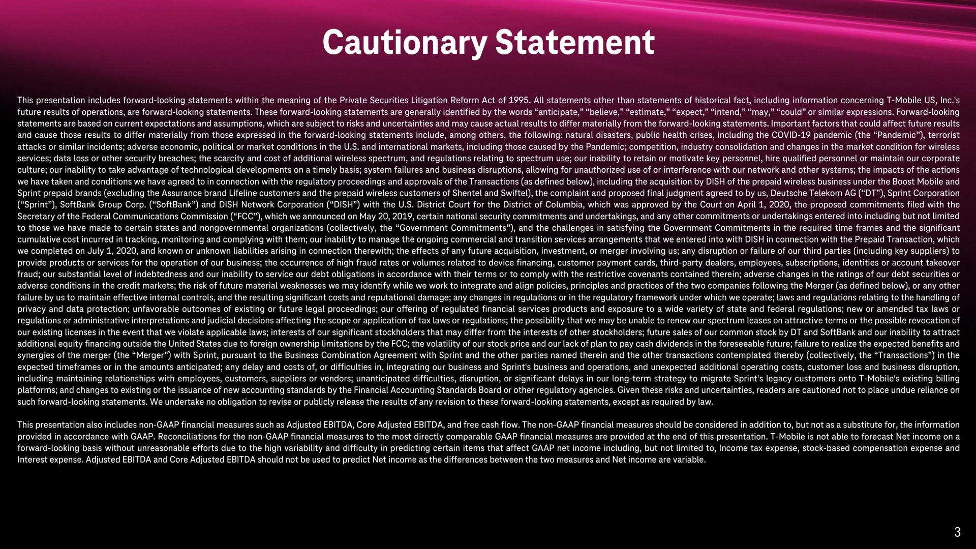 cautionary statement | T-Mobile