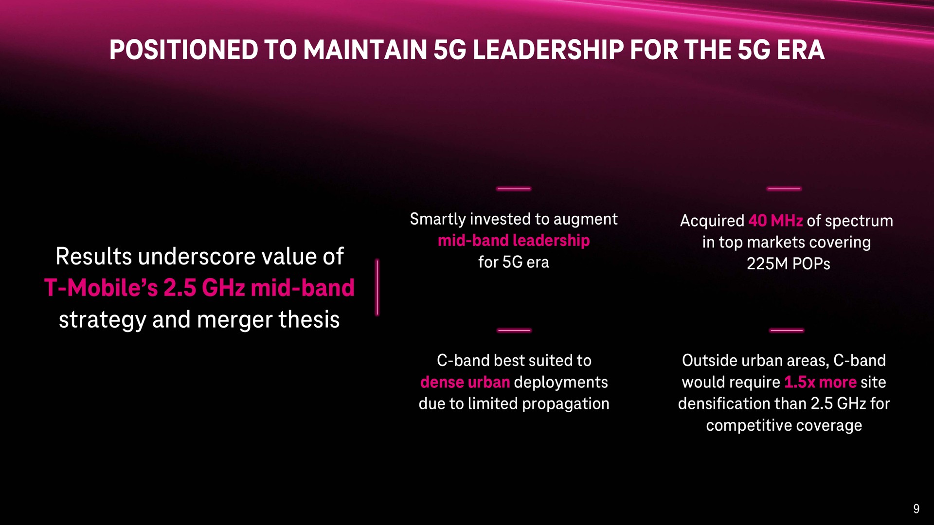 positioned to maintain leadership for the era results underscore value of mobile mid band strategy and merger thesis | T-Mobile