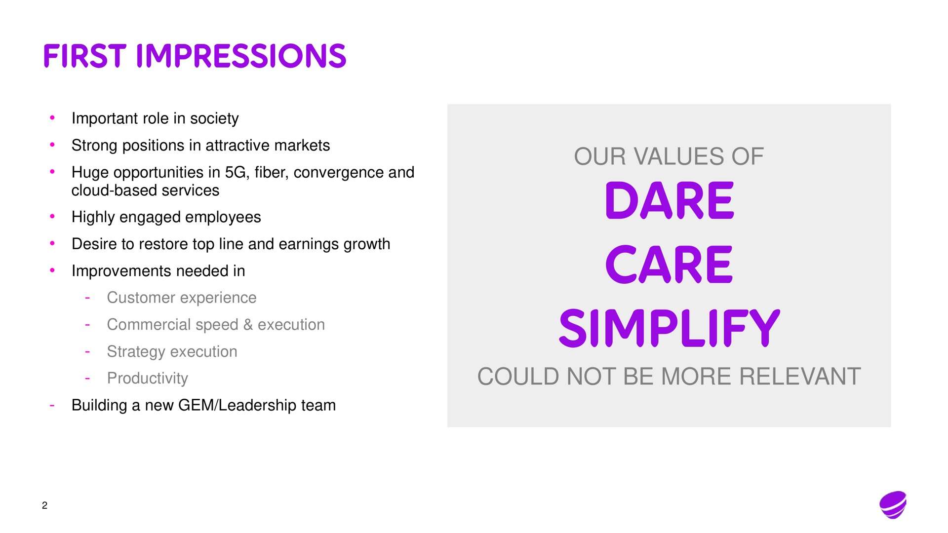 first impressions dare care simplify | Telia Company
