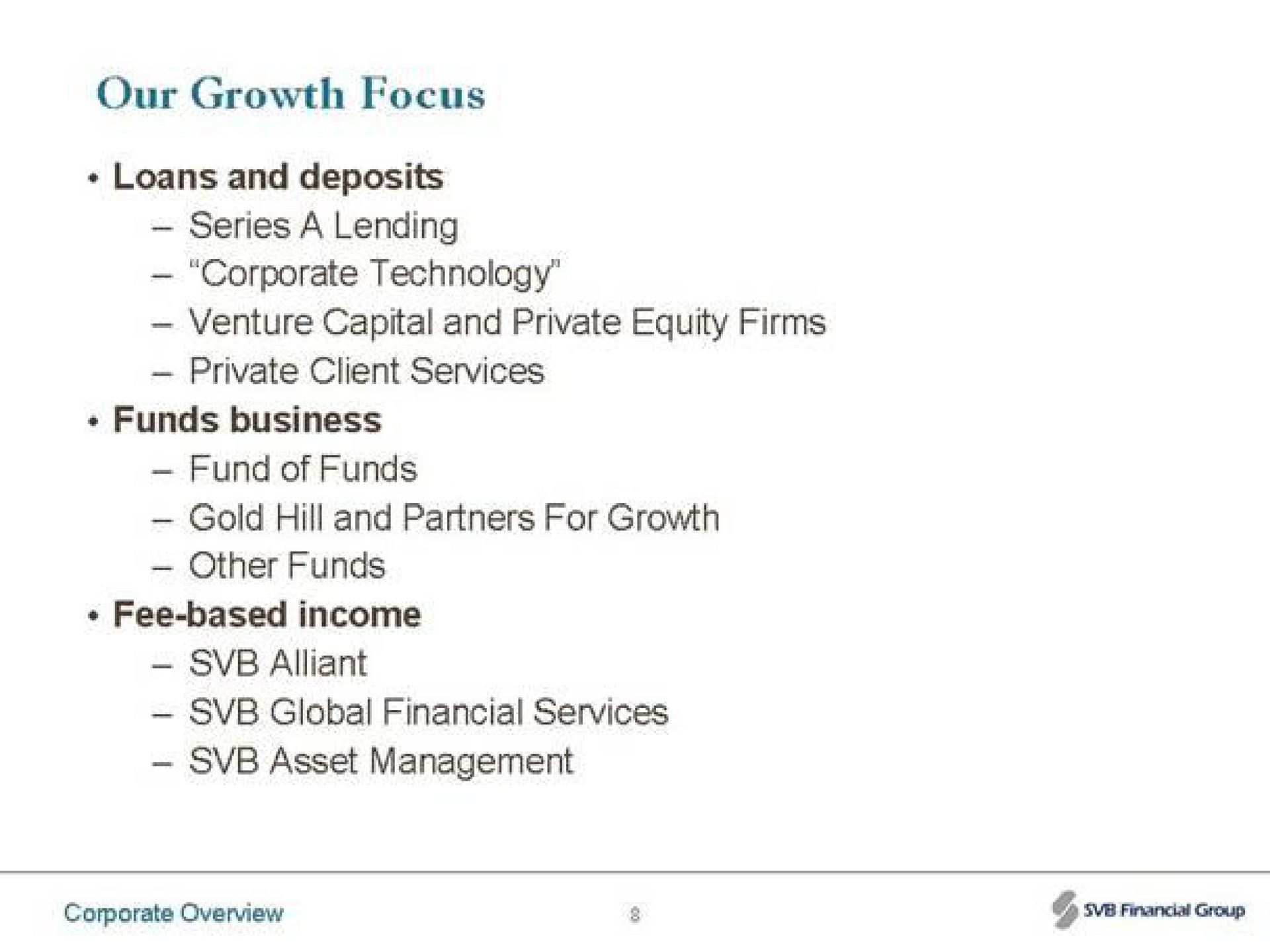 our growth focus | Silicon Valley Bank