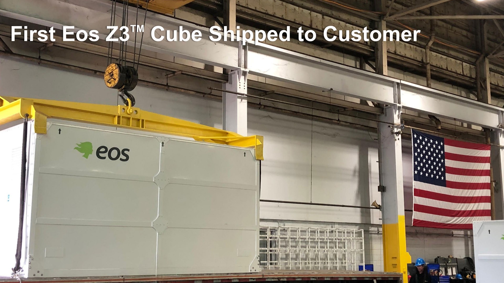 first cube shipped to customer sol | Eos Energy