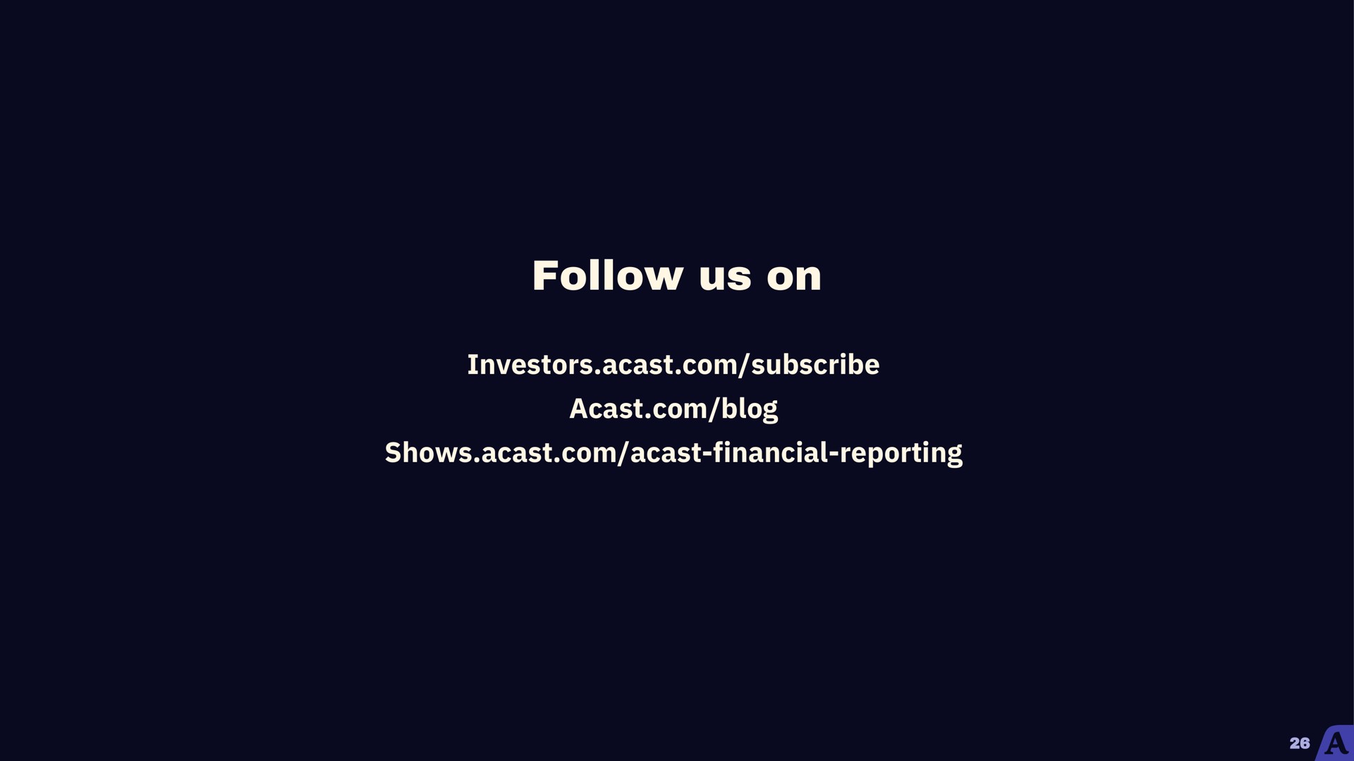 follow us on | Acast