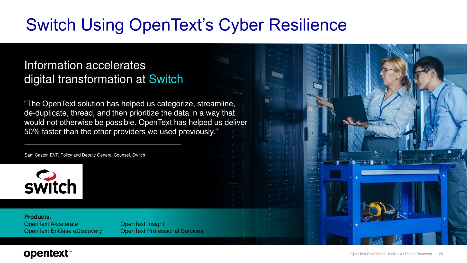 switch using resilience information accelerates digital transformation at switch | OpenText
