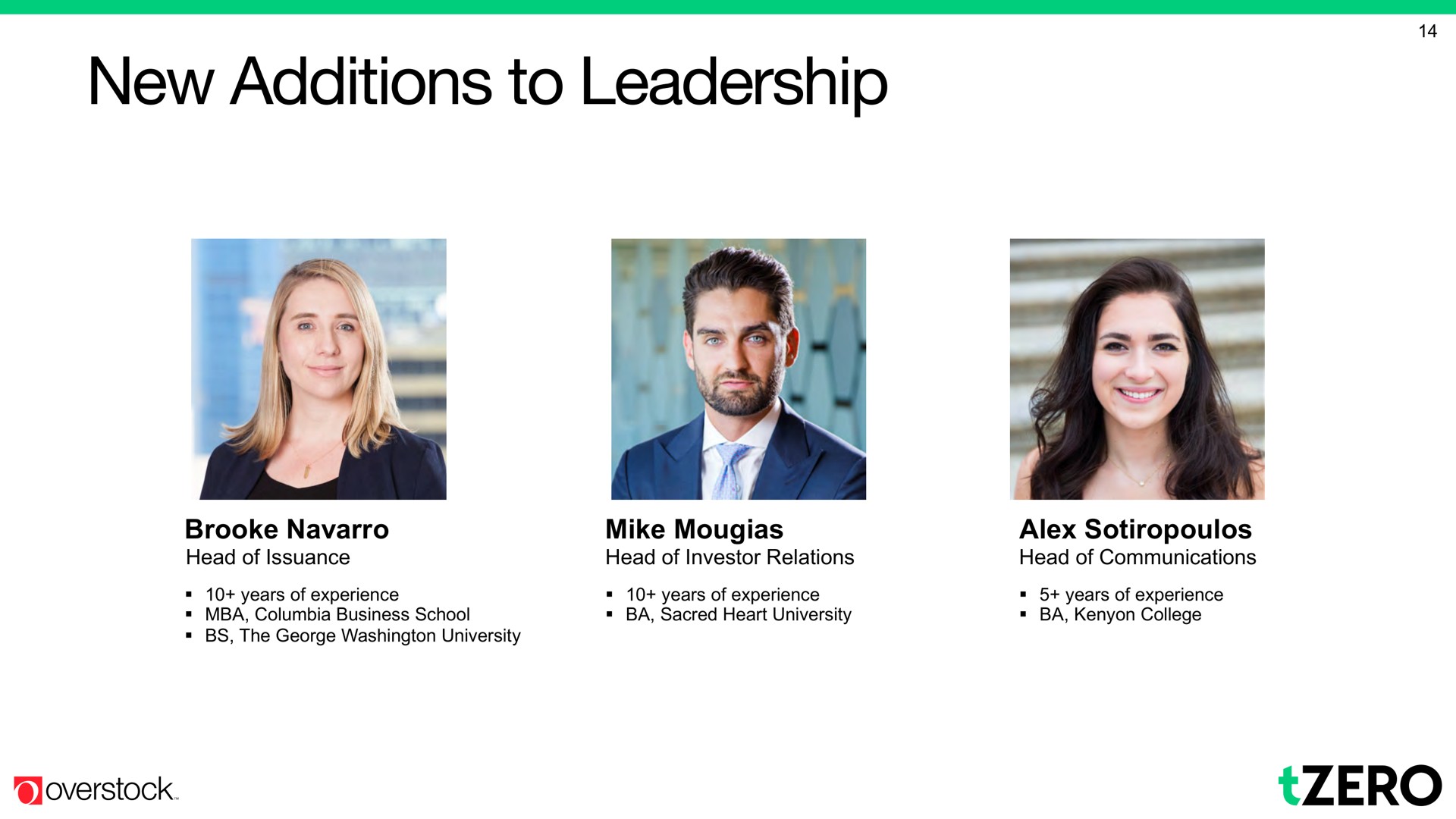 new additions to leadership | Overstock