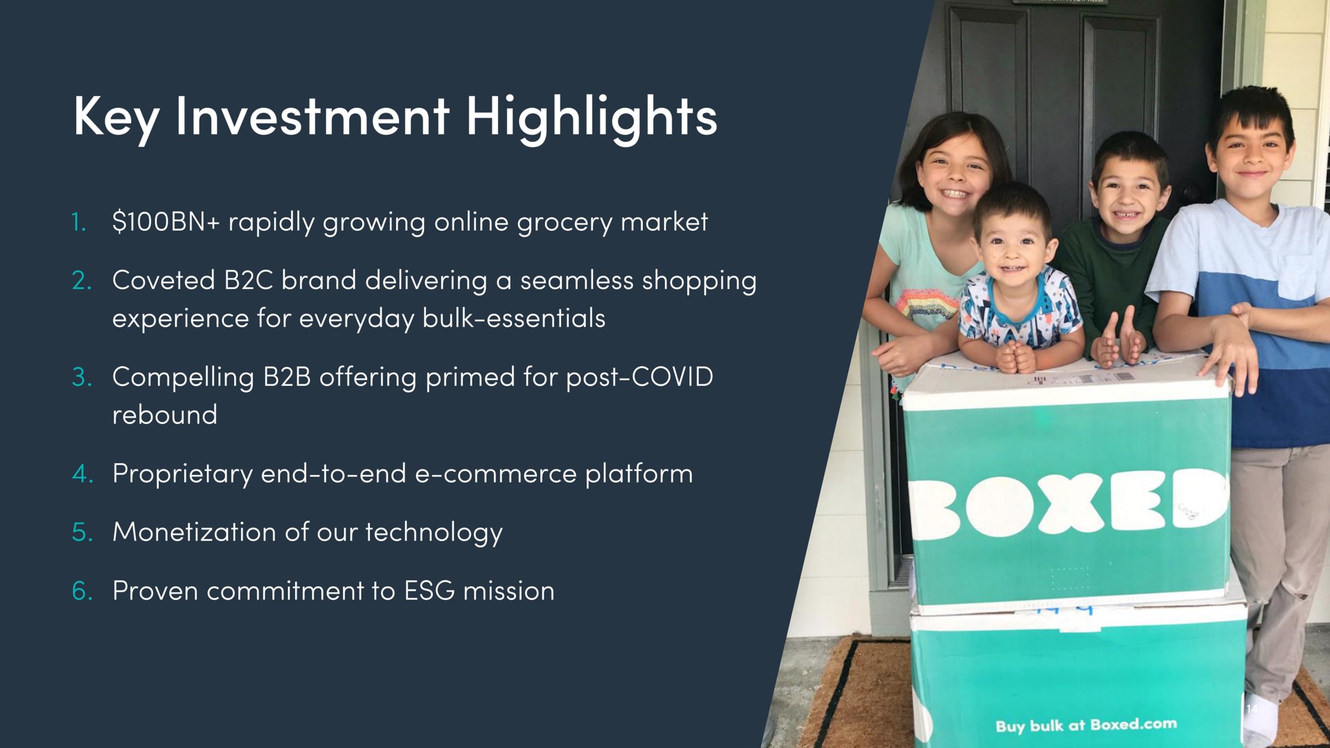 key investment highlights | Boxed