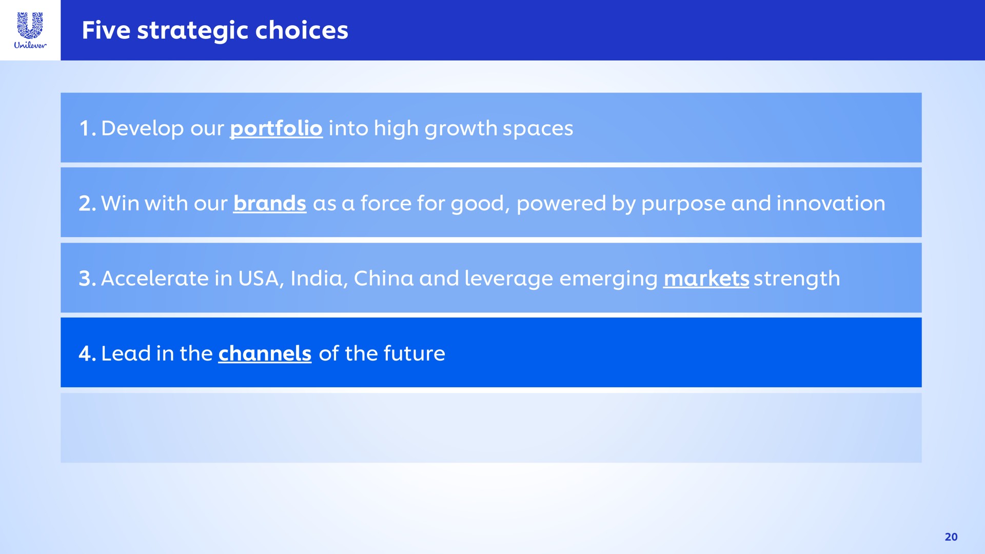 five strategic choices a | Unilever