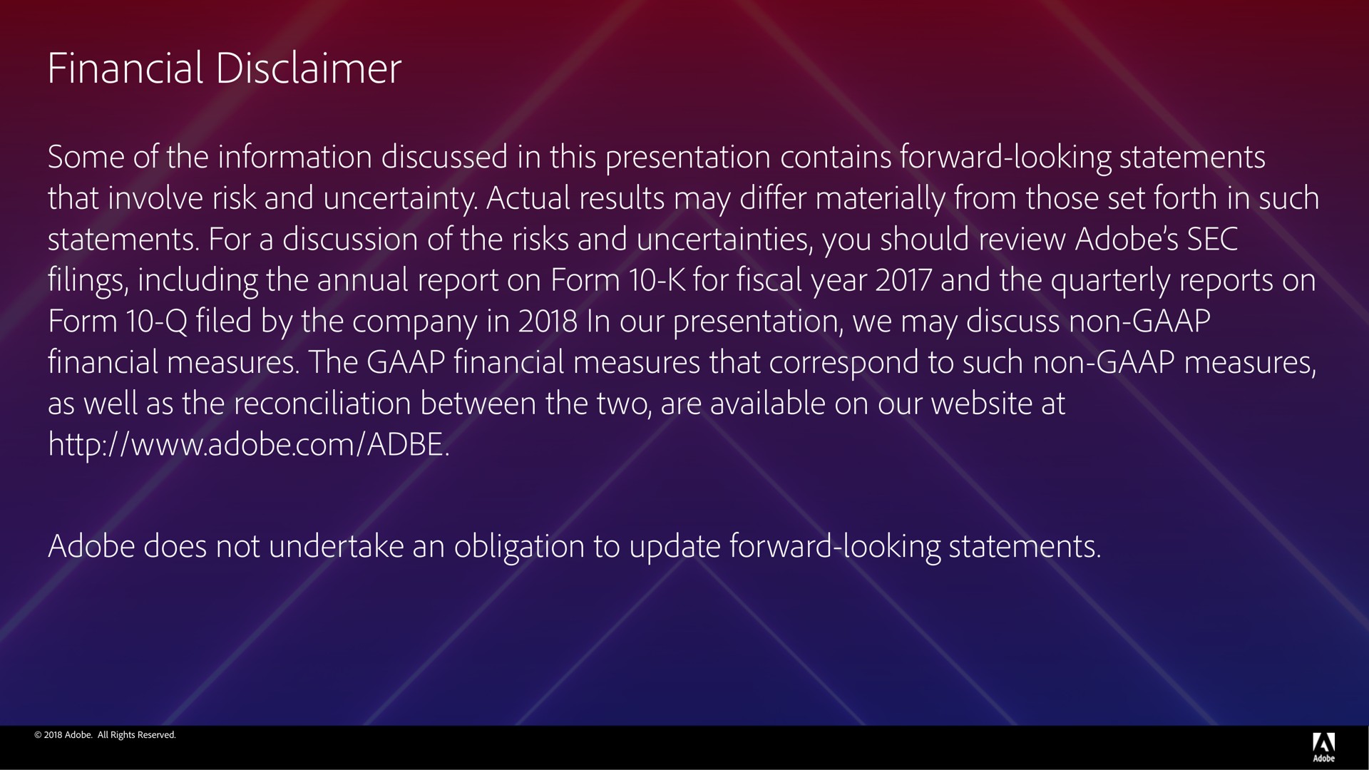 financial disclaimer | Adobe