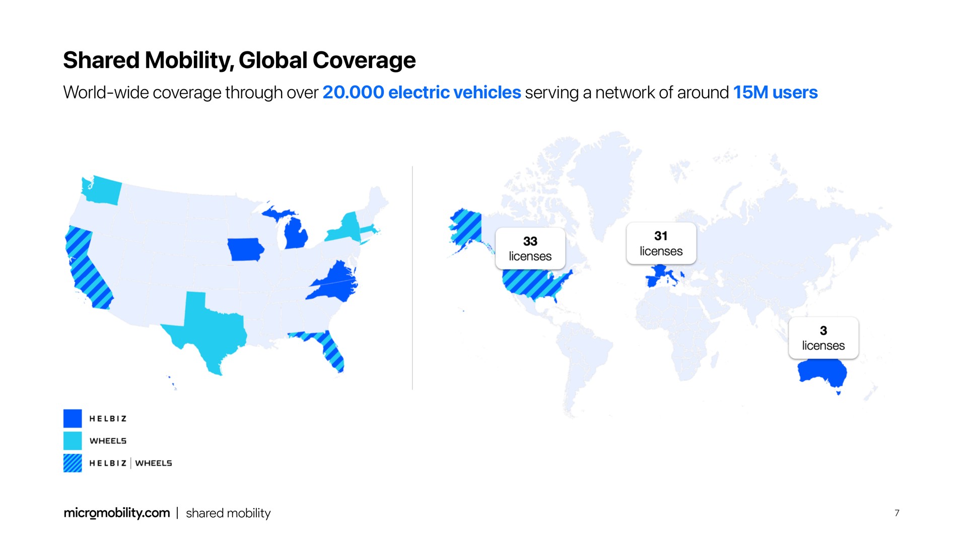 shared mobility global coverage world wide through over electric vehicles serving a network of around users | Helbiz