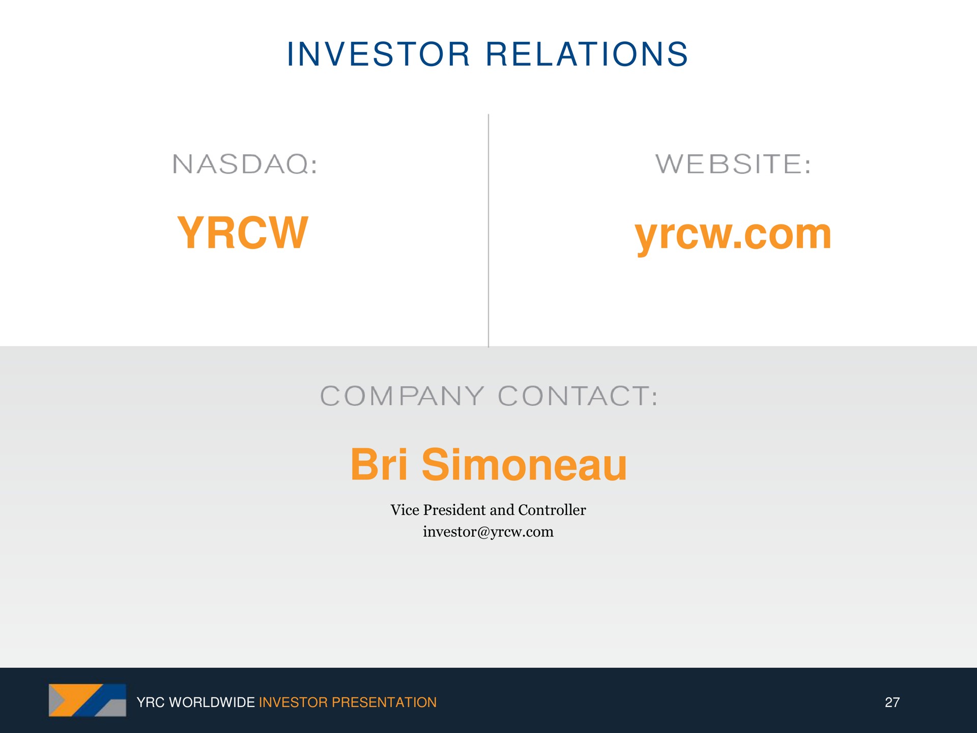 investor relations | Yellow Corporation