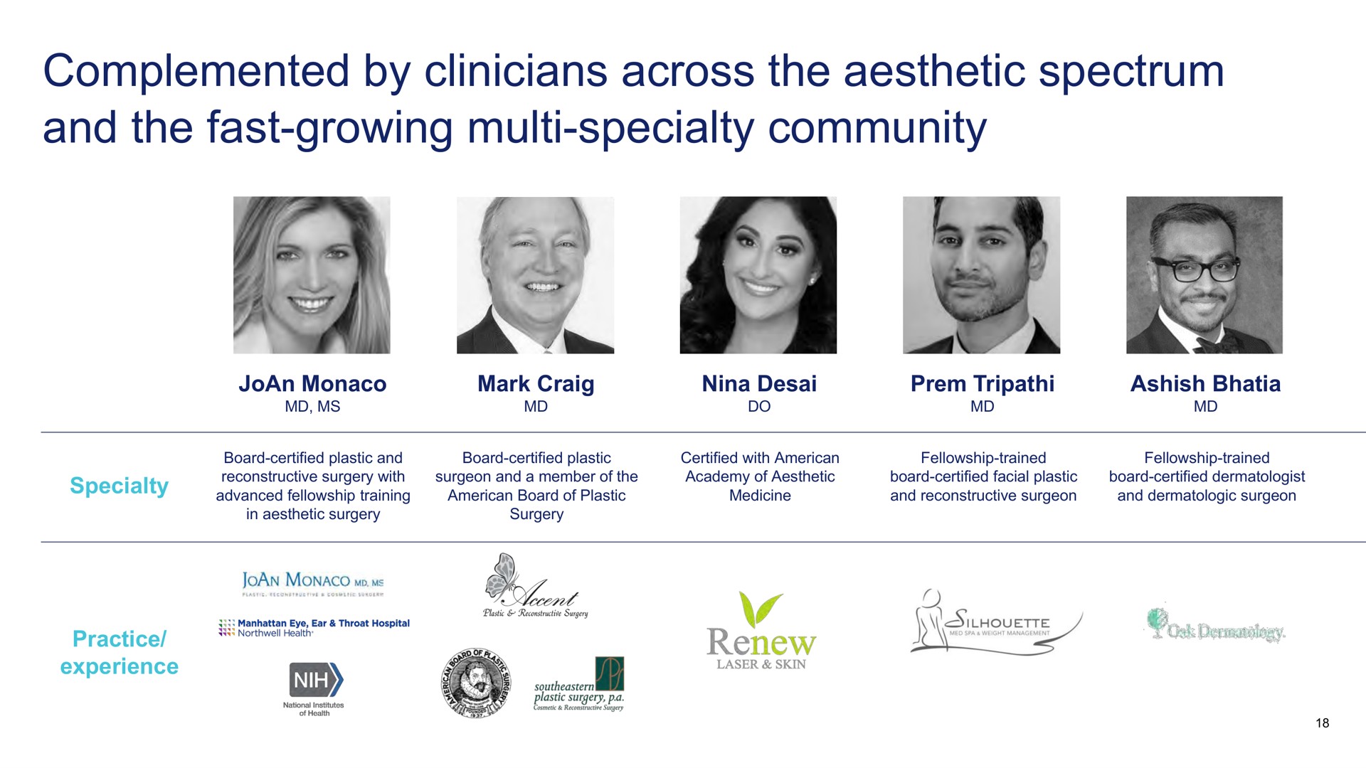 complemented by clinicians across the aesthetic spectrum and the fast growing specialty community | Waldencast