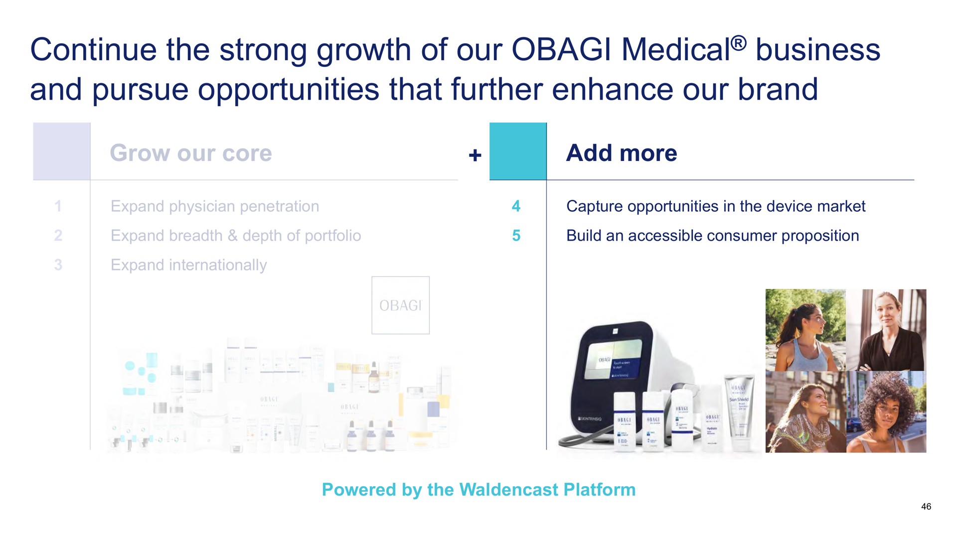 continue the strong growth of our medical business and pursue opportunities that further enhance our brand | Waldencast