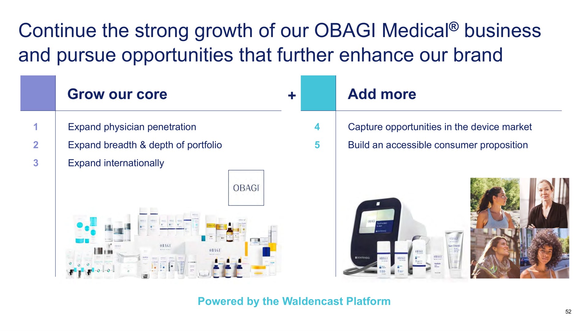continue the strong growth of our medical business and pursue opportunities that further enhance our brand | Waldencast