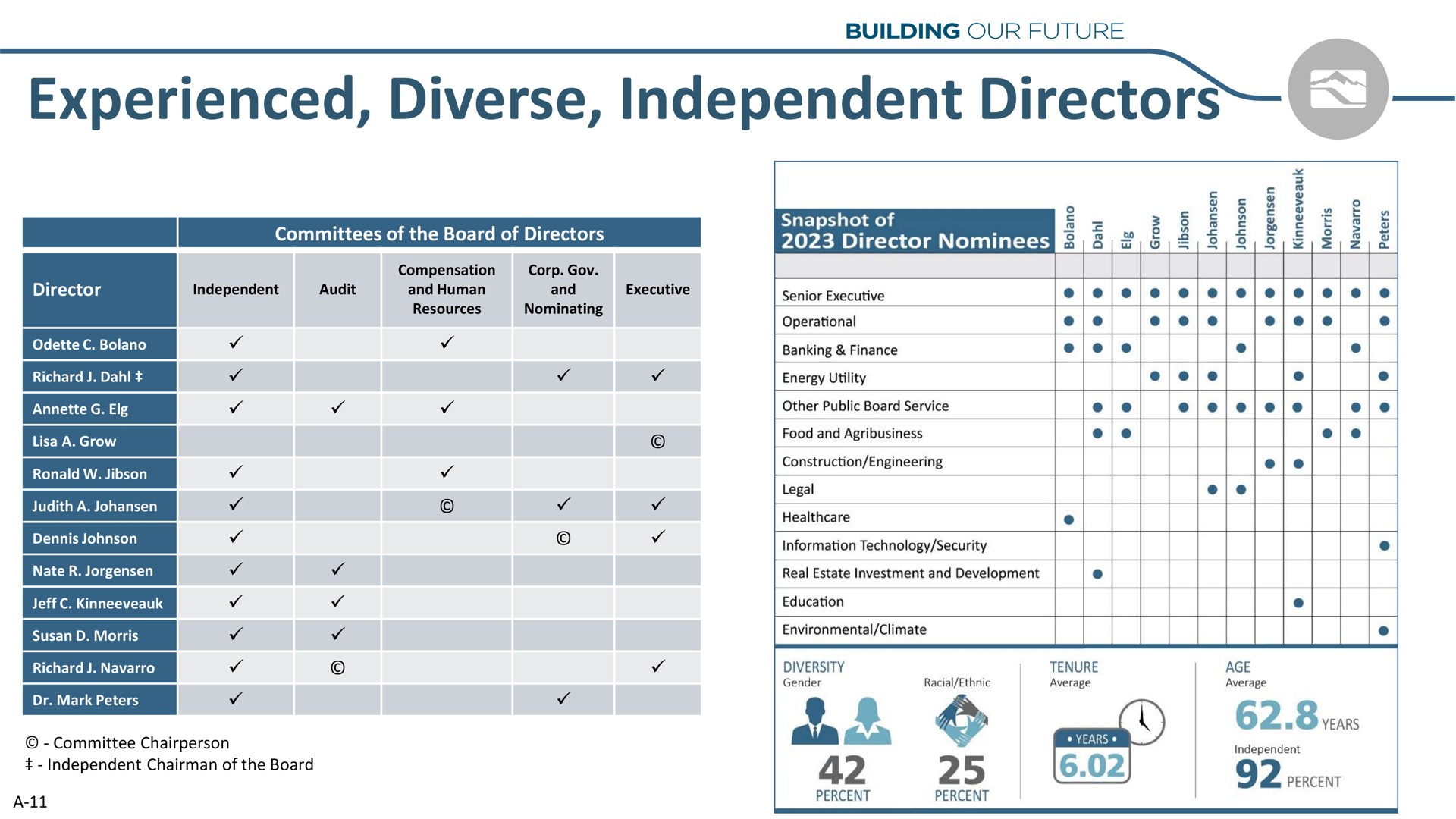 experienced diverse independent directors peer | Idacorp