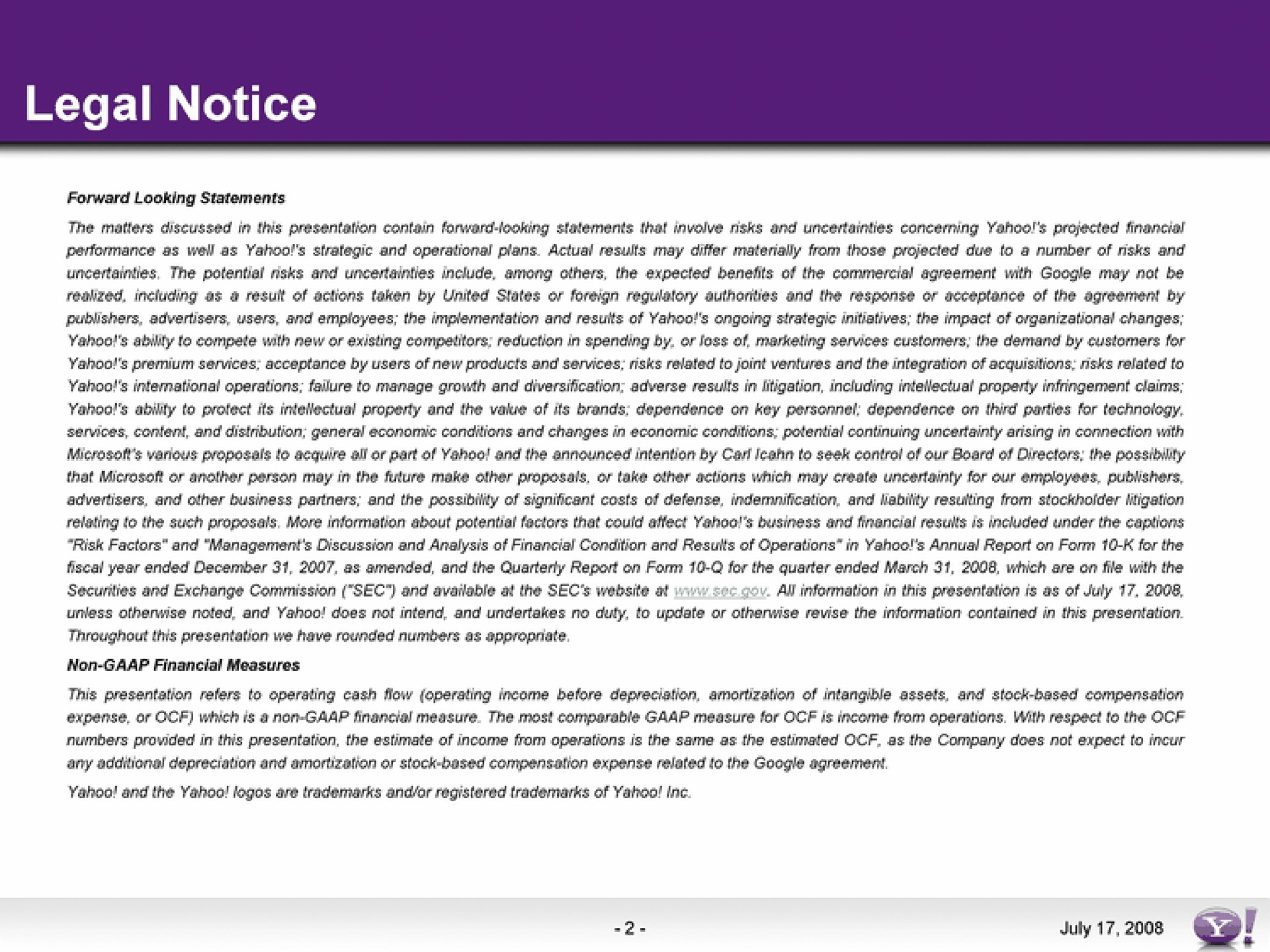 legal notice | Yahoo