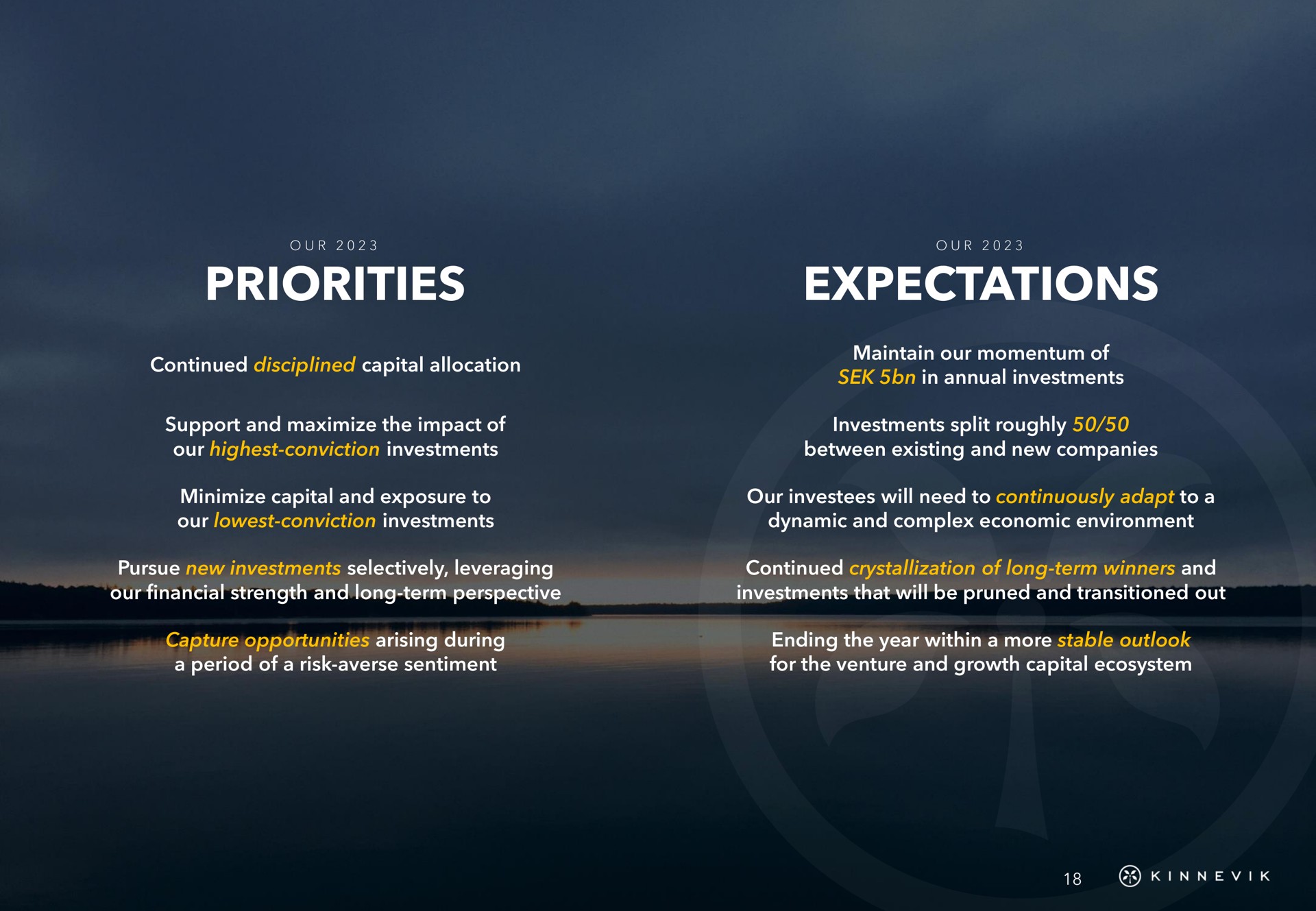 priorities expectations | Kinnevik