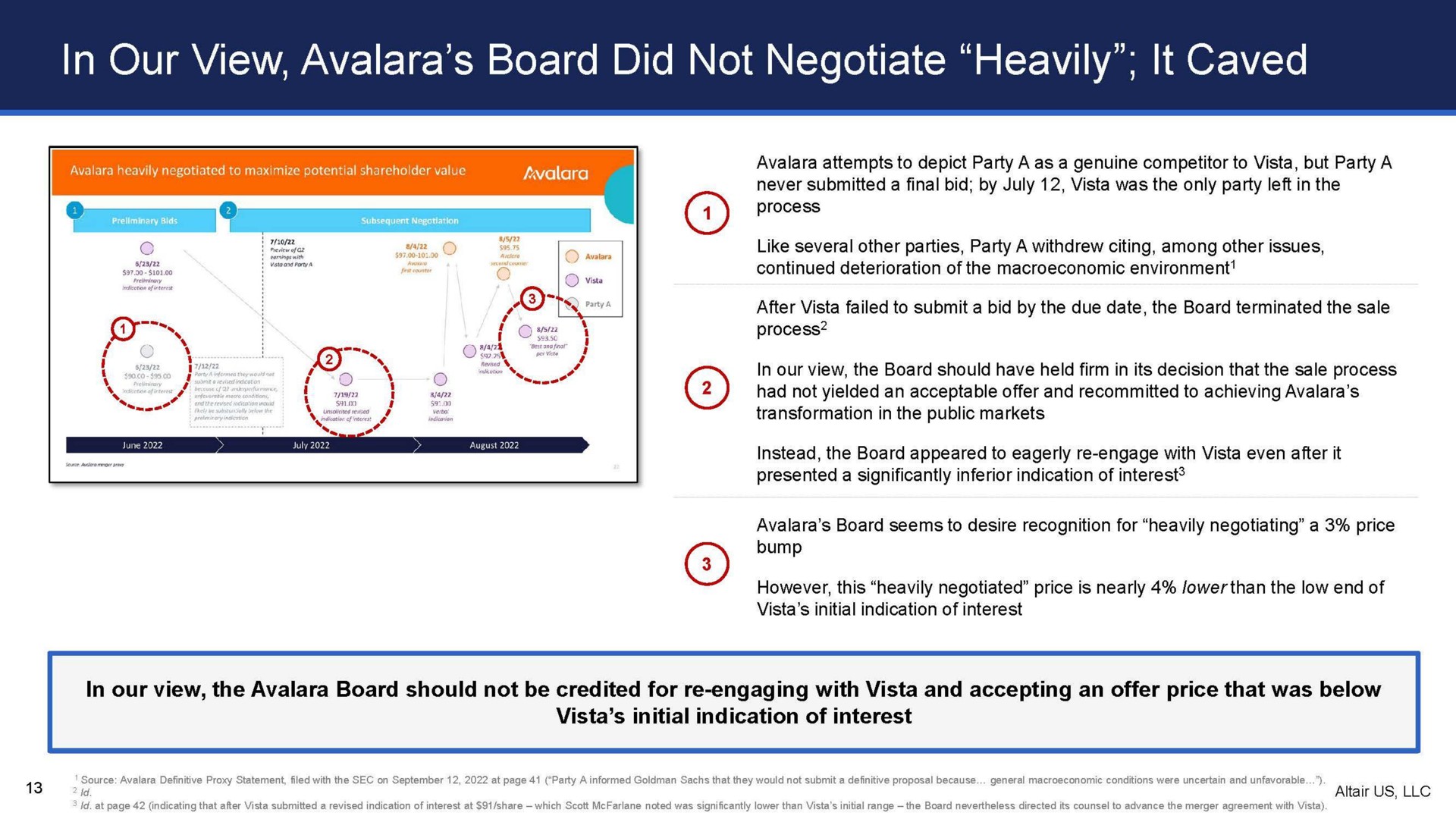 in our view board did not negotiate heavily it caved | Altair US LLC