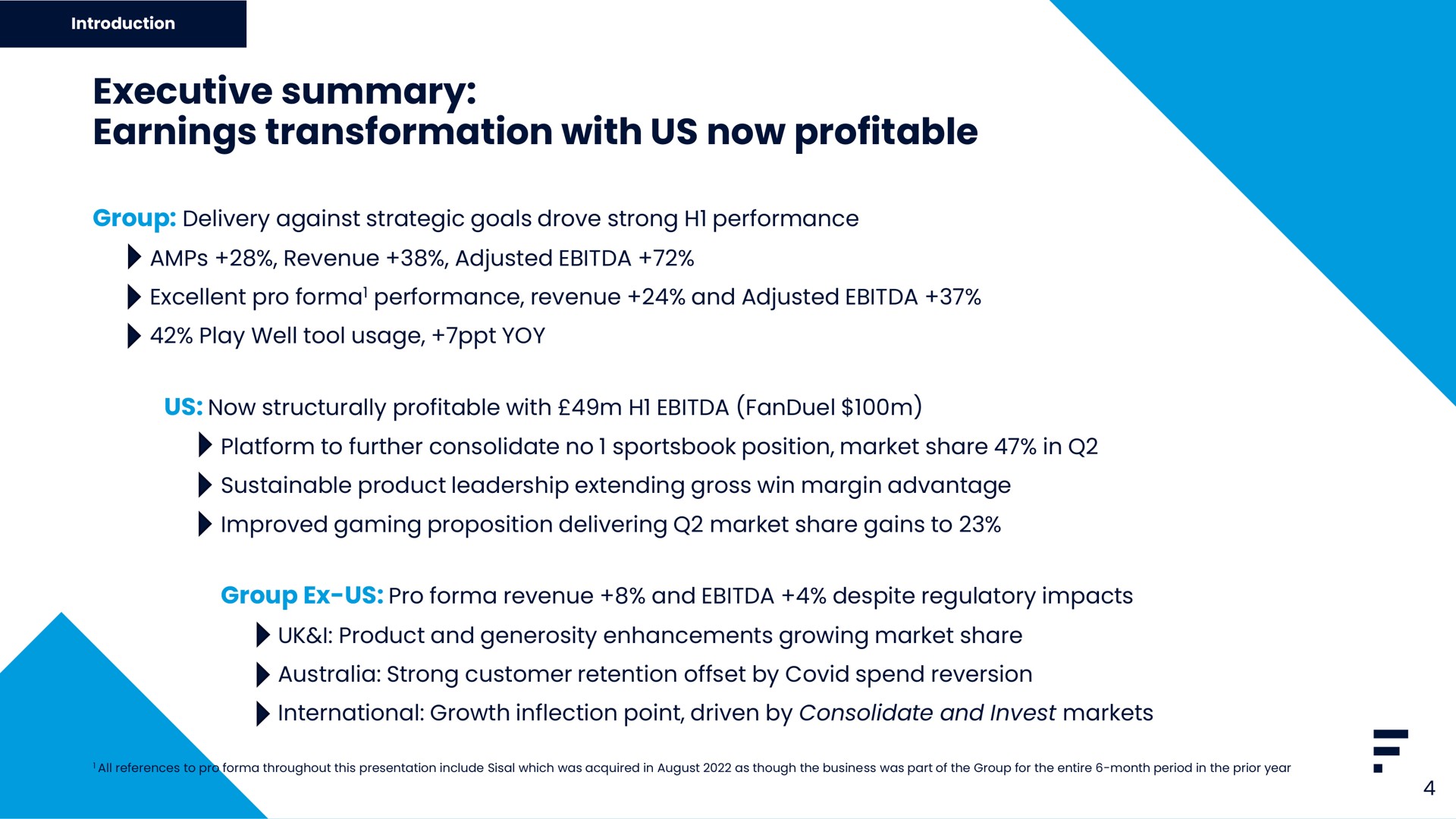 executive summary earnings transformation with us now profitable | Flutter