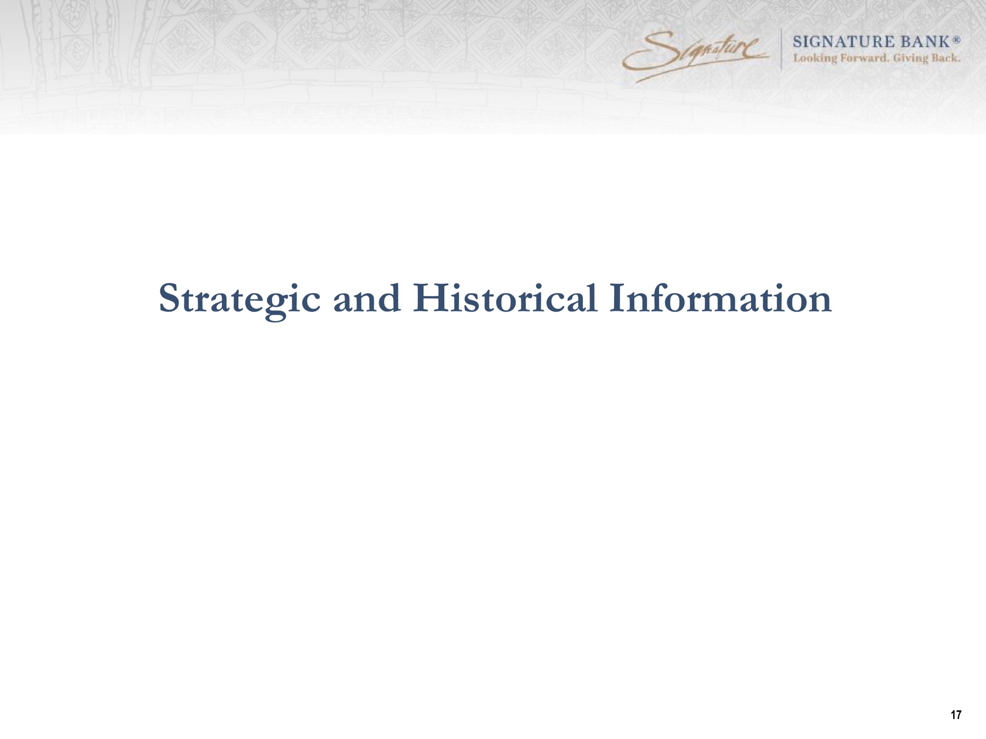 strategic and historical information signature bank | Signature Bank