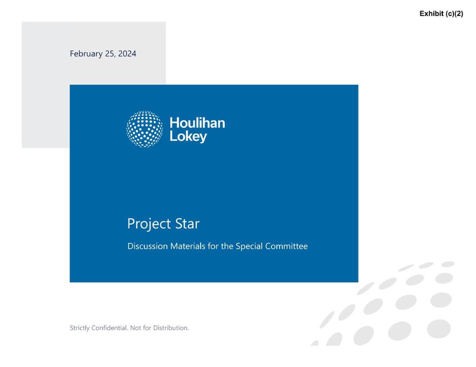 am a project star discussion materials for the special committee | Houlihan Lokey