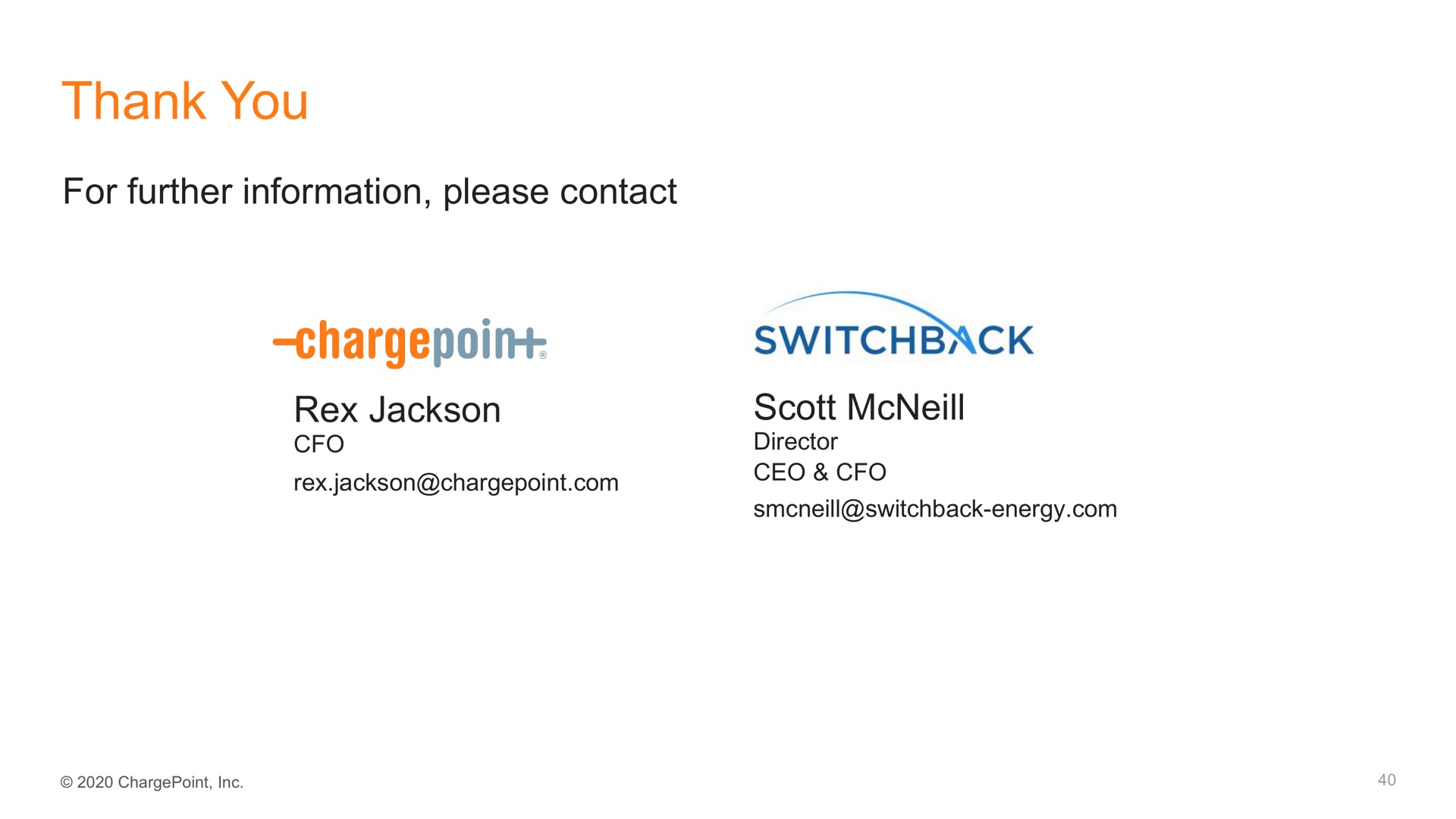 thank you switchback | ChargePoint