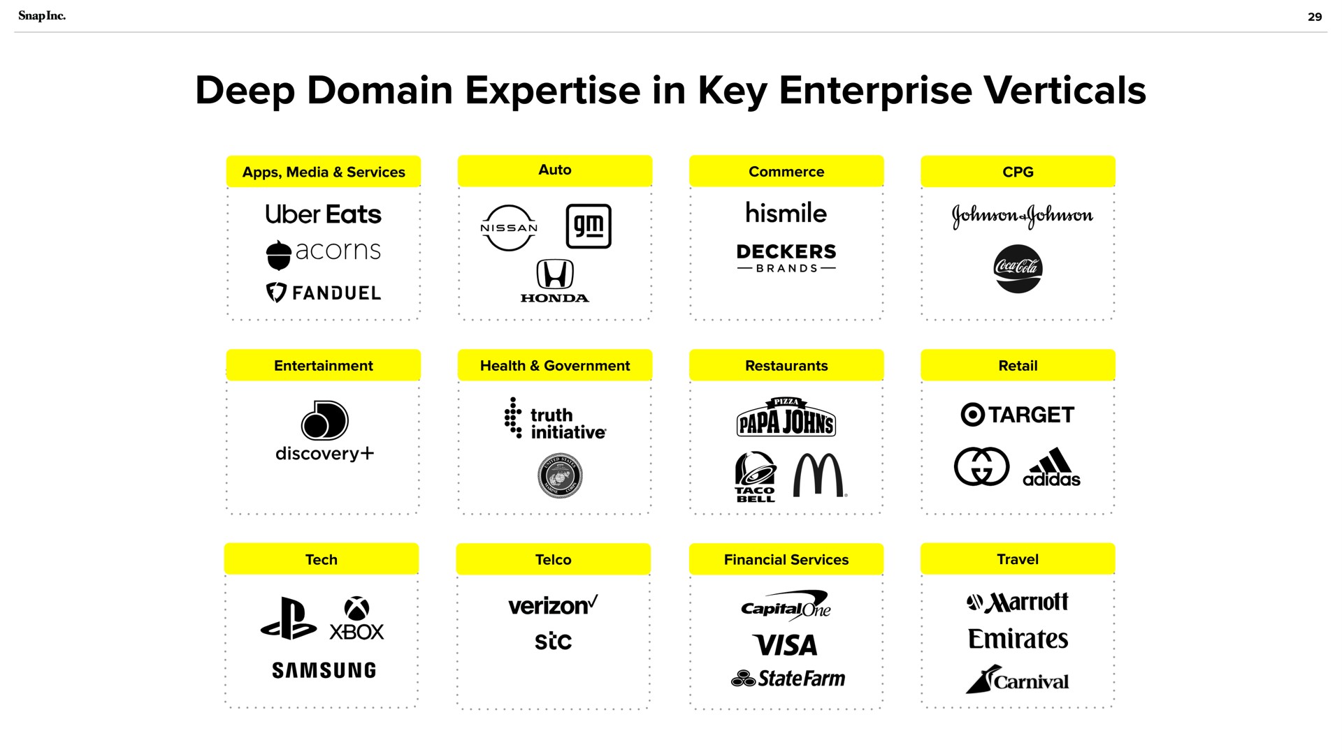 deep domain in key enterprise verticals papa | Snap Inc