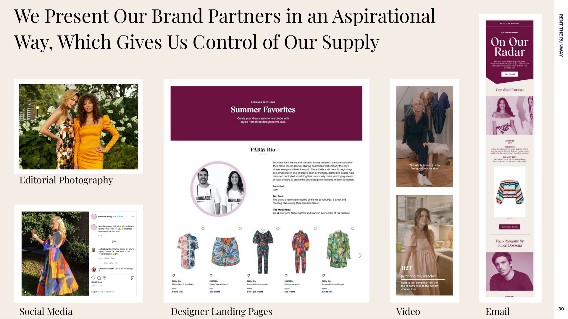 we present our brand partners in an way which gives us control of our supply a | Rent The Runway