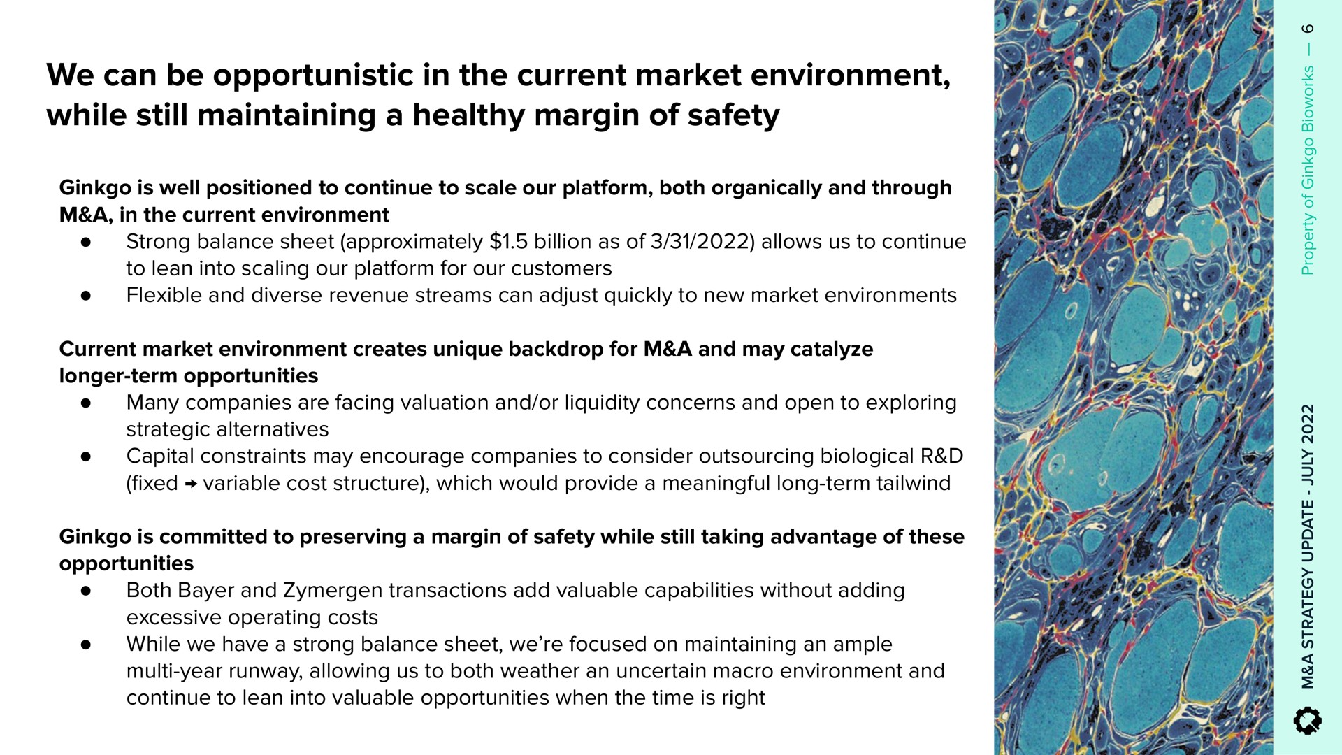 we can be opportunistic in the current market environment while still maintaining a healthy margin of safety | Ginkgo