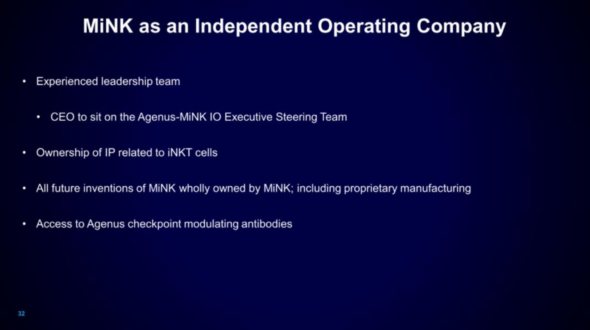 mink as an independent operating company | Mink Therapeutics