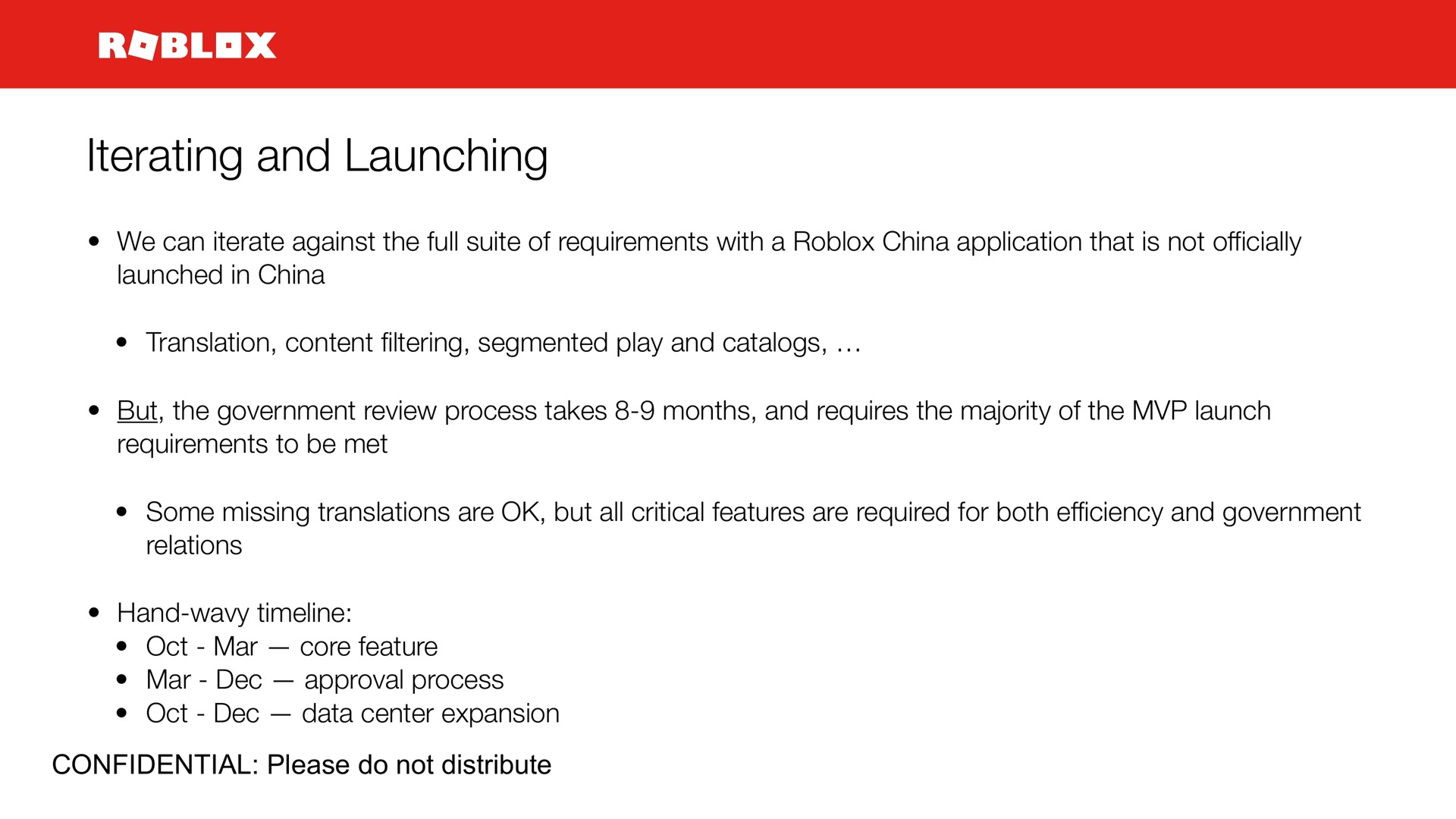 iterating and launching | Roblox