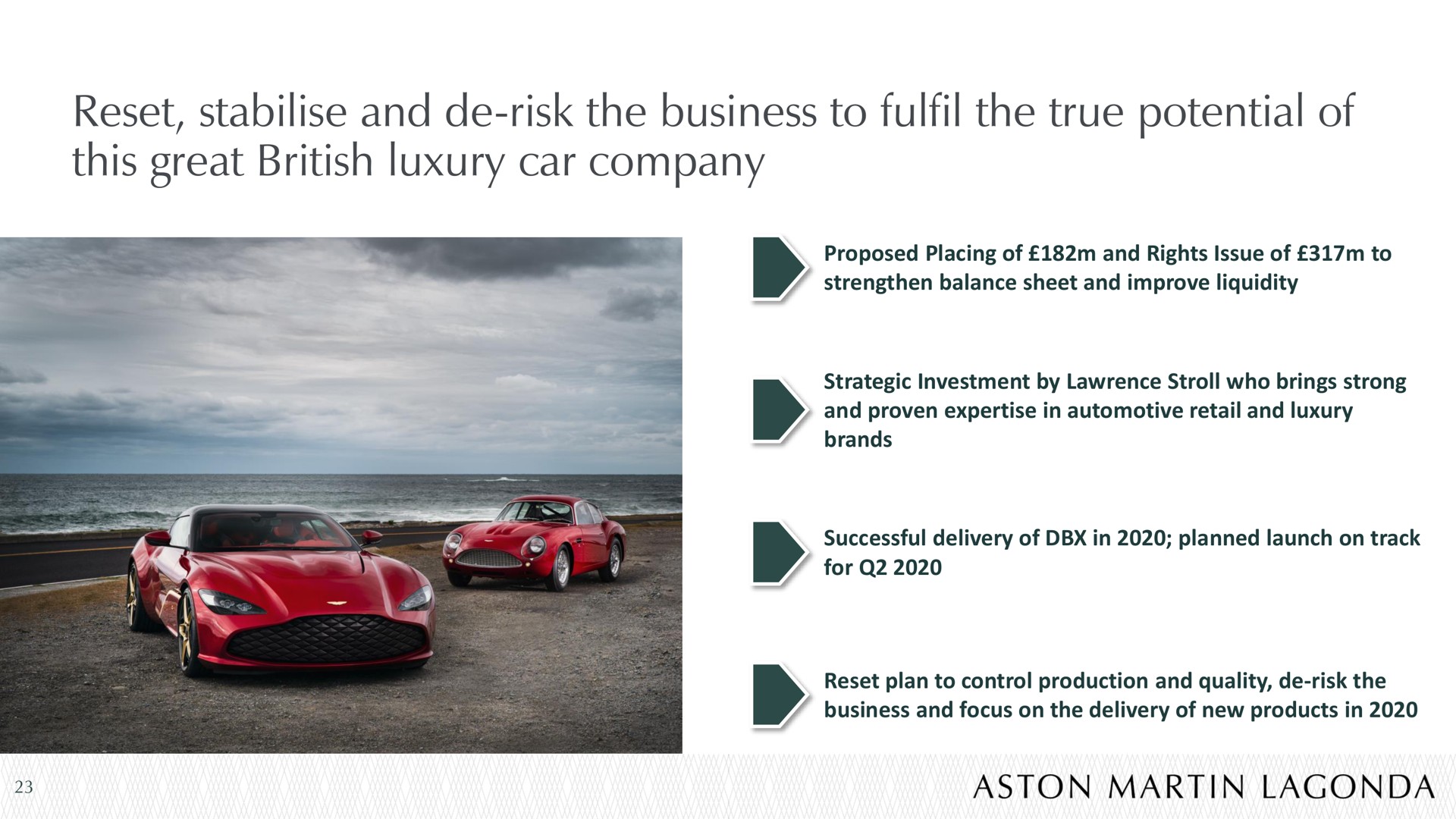 reset and risk the business to the true potential of this great luxury car company | Aston Martin Lagonda