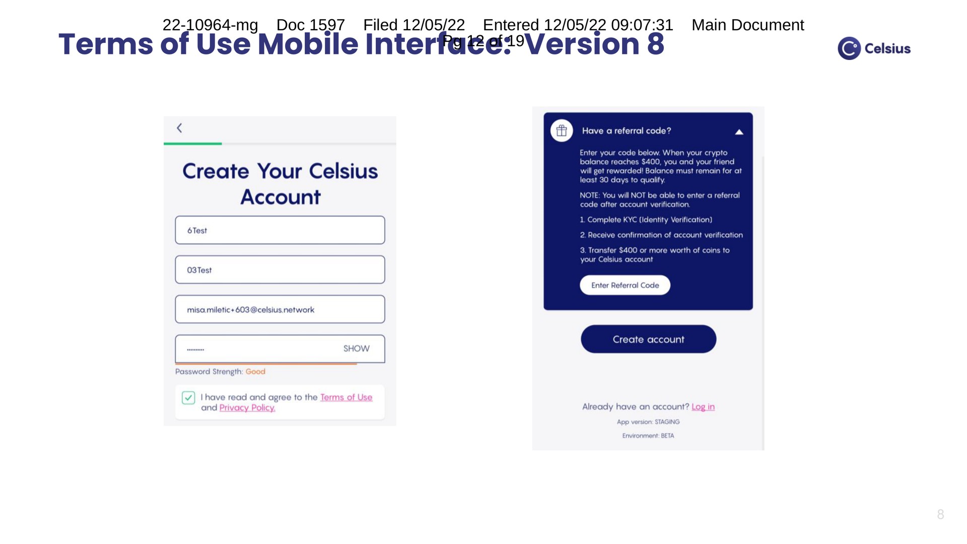 terms of use mobile interface version | Celsius Network