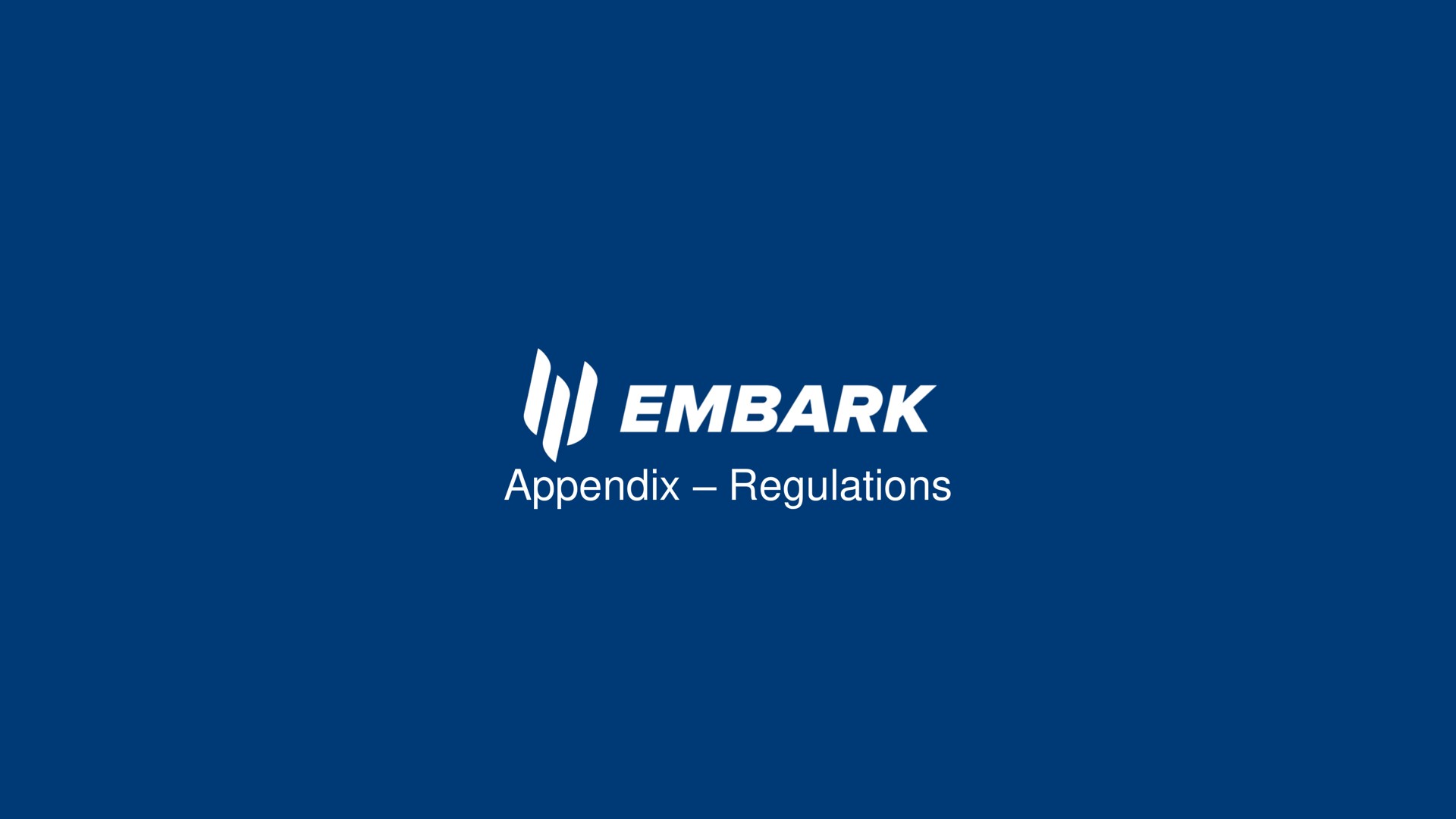 appendix regulations embark | Embark
