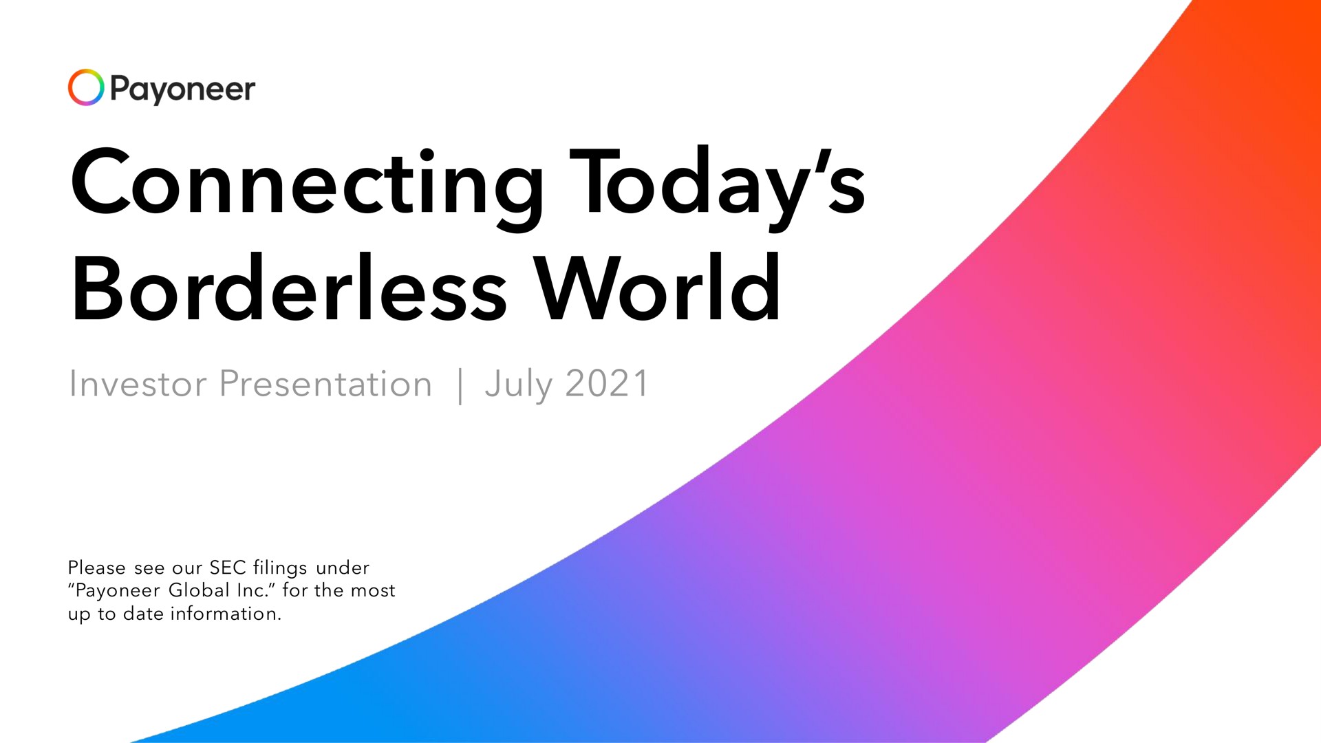 connecting today borderless world investor presentation | Payoneer