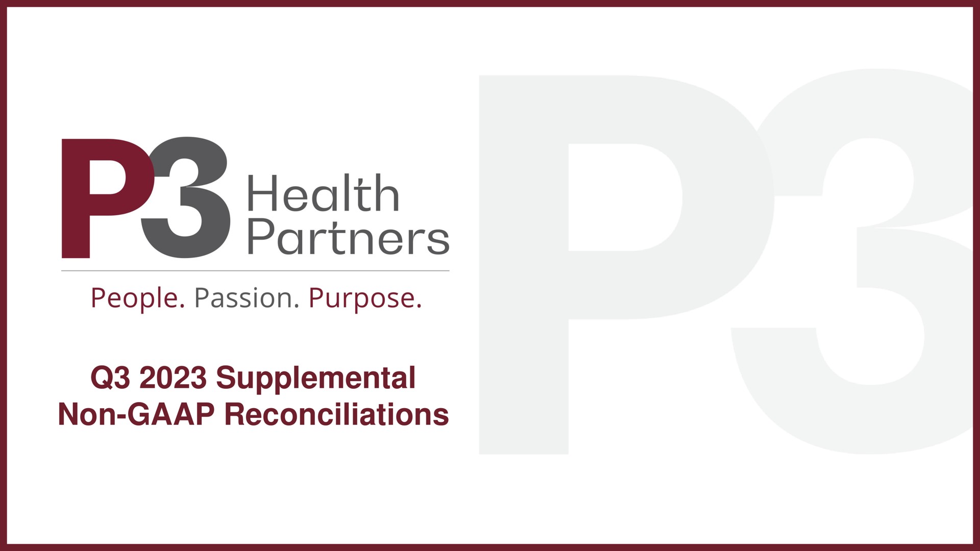supplemental non reconciliations health partners people passion purpose | P3 Health Partners