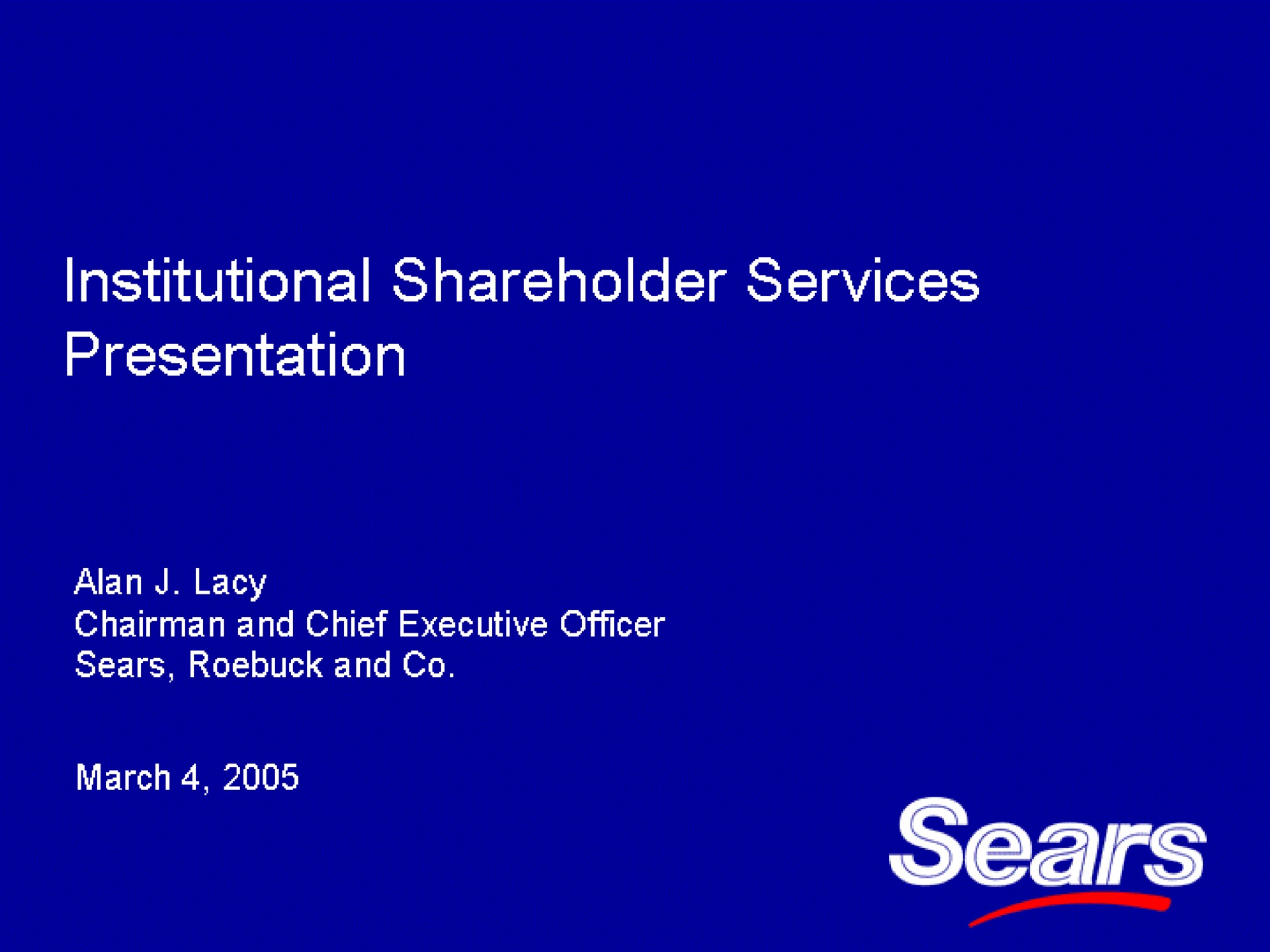 institutional shareholder services presentation | Sears