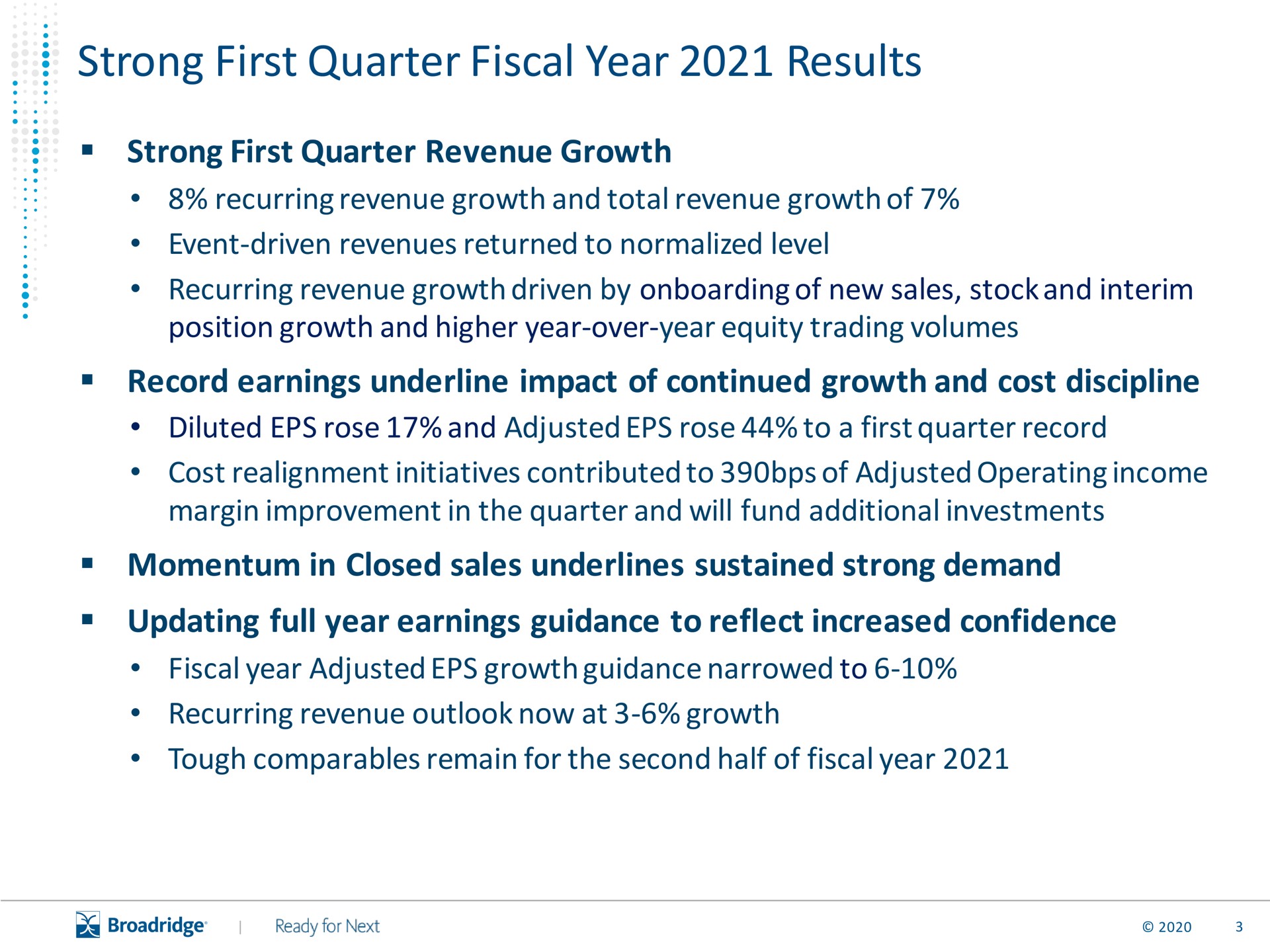 strong first quarter fiscal year results | Broadridge Financial Solutions