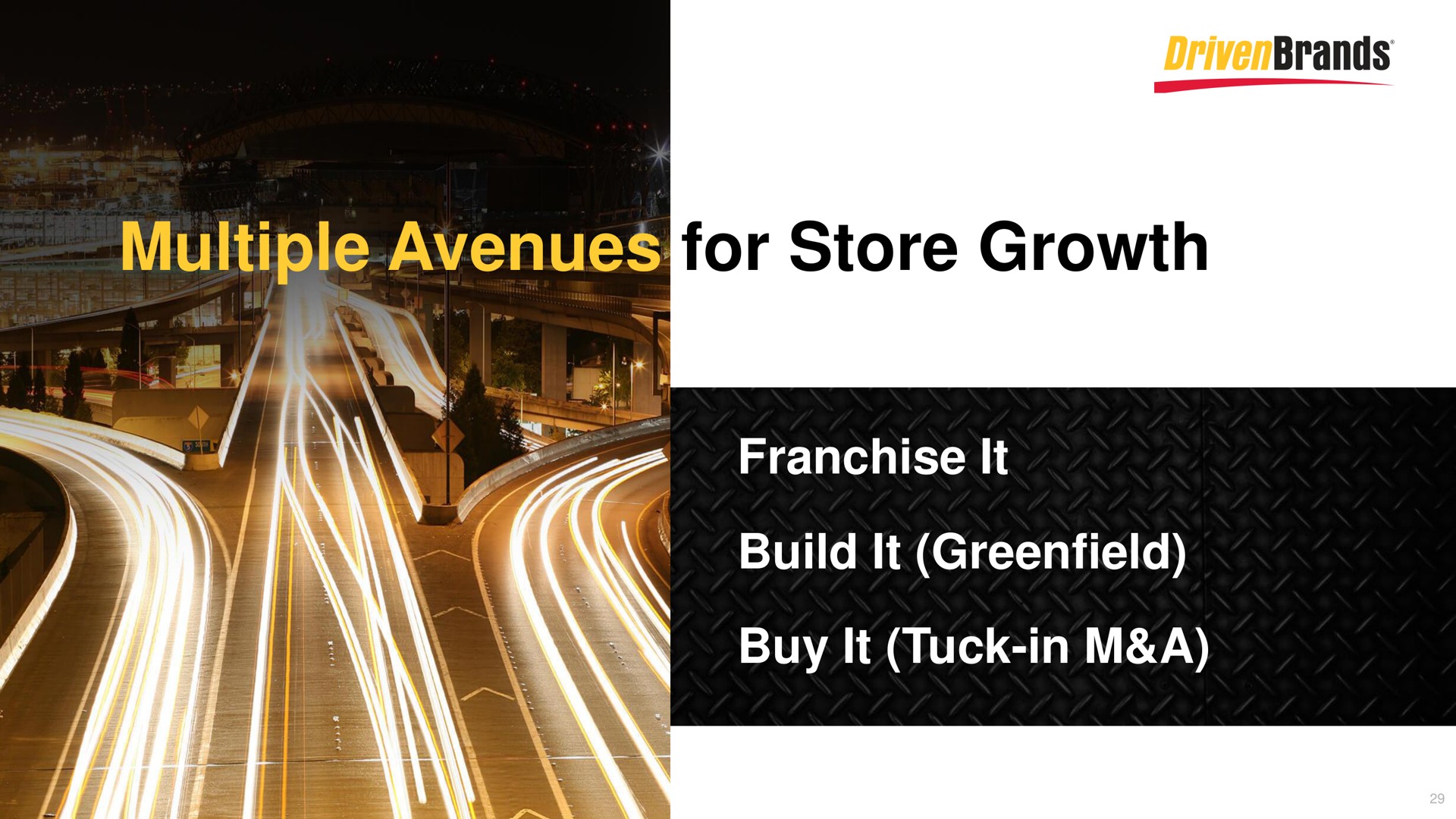 multiple avenues for store growth franchise it build it buy it tuck in a in | DrivenBrands