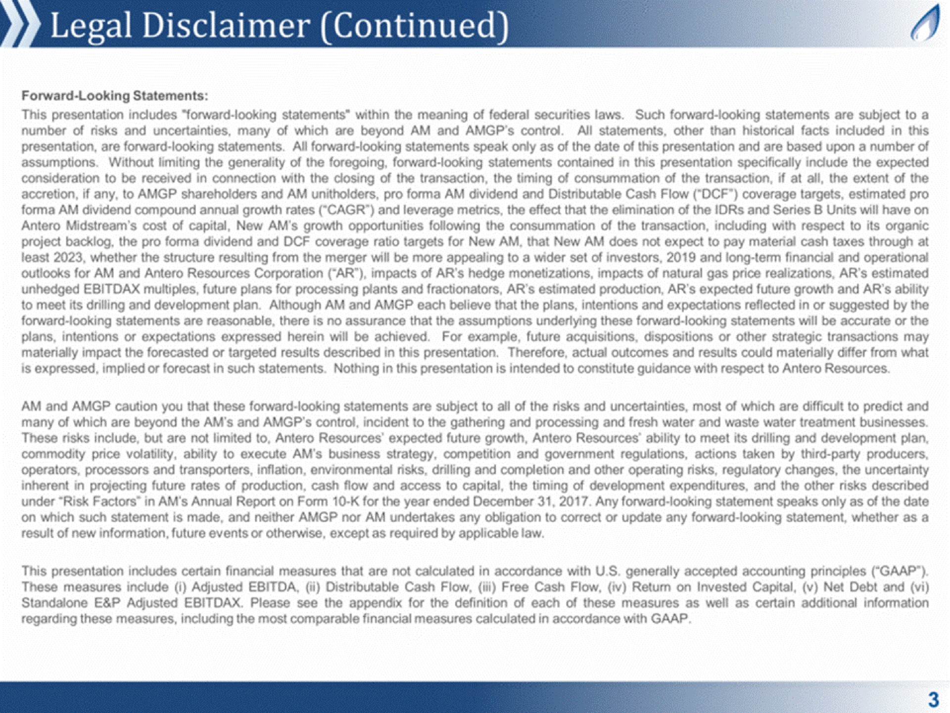 legal disclaimer continued a | Antero Midstream Partners